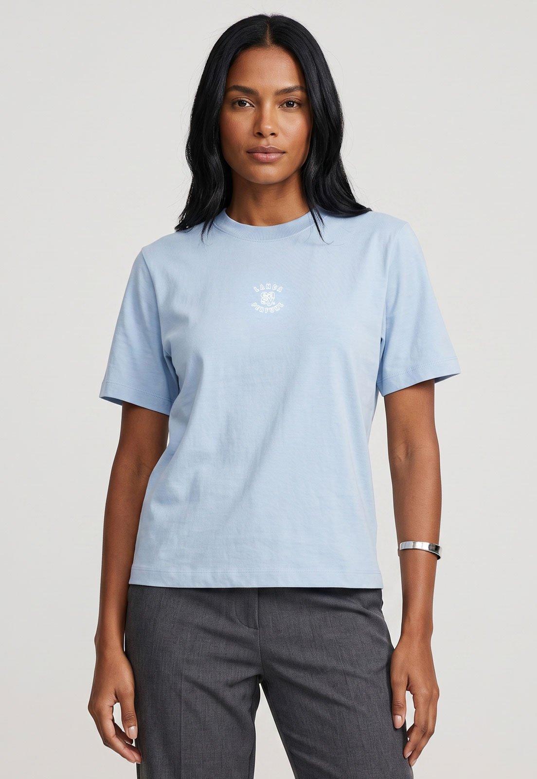 Camiseta Feminina Lança Perfume Logo Azul