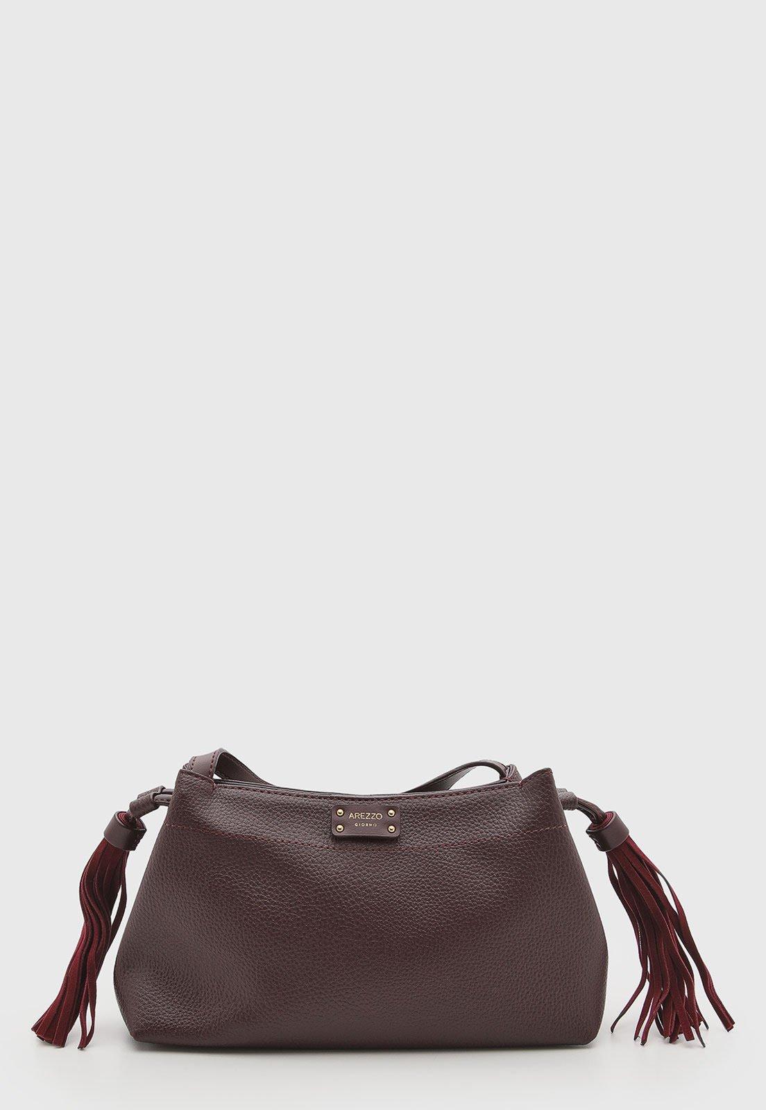 Bolsa Feminina Arezzo Franjas Burgundy