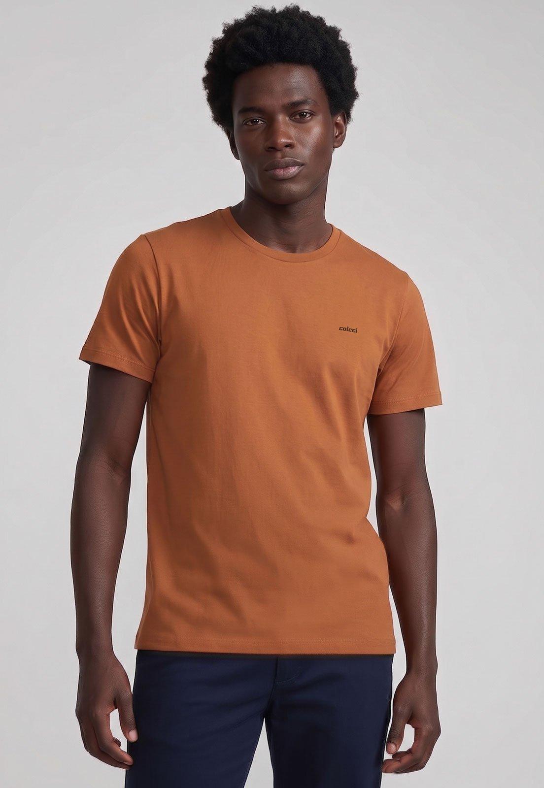 Camiseta Masculina Colcci Decote Redondo Caramelo