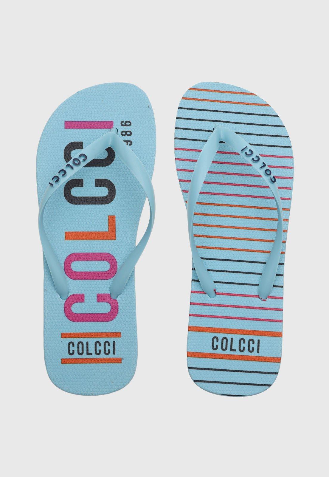 Chinelo Feminino Colcci Estampado Azul Claro