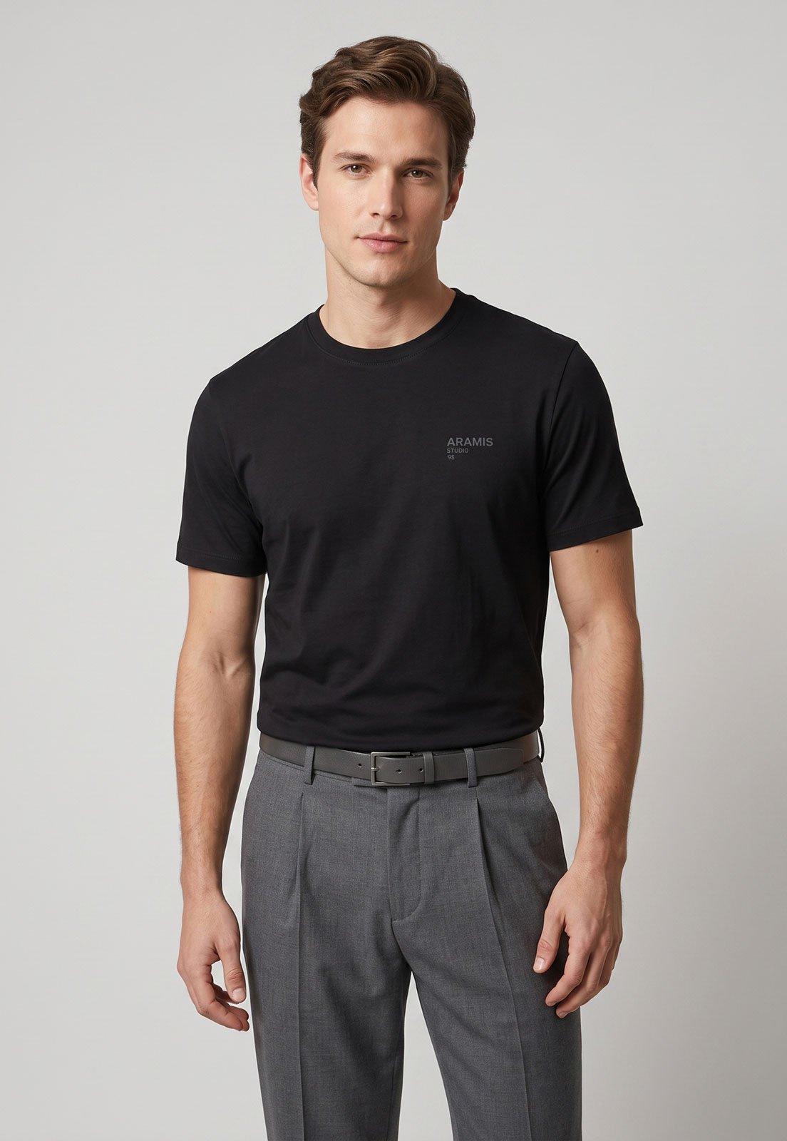 Camiseta Masculina Aramis Básica Logo Preta