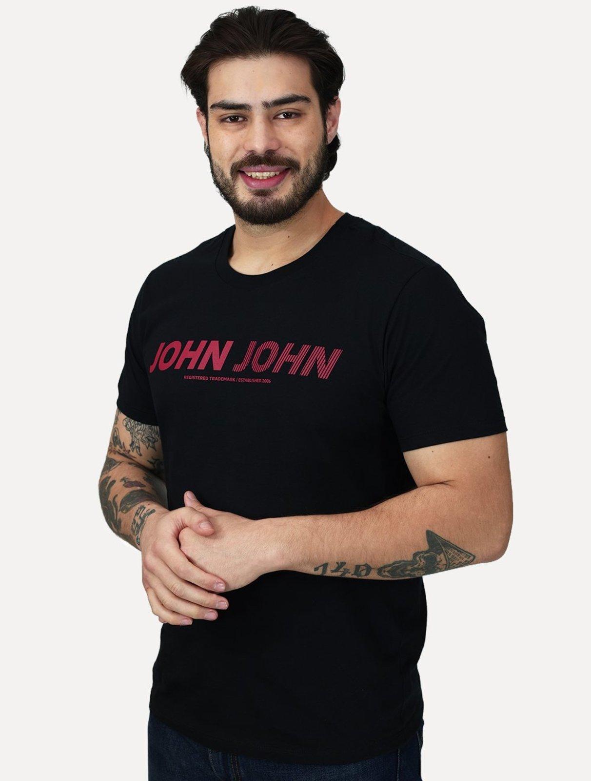 Camiseta John John Masculina Slim Fit Signature Preta