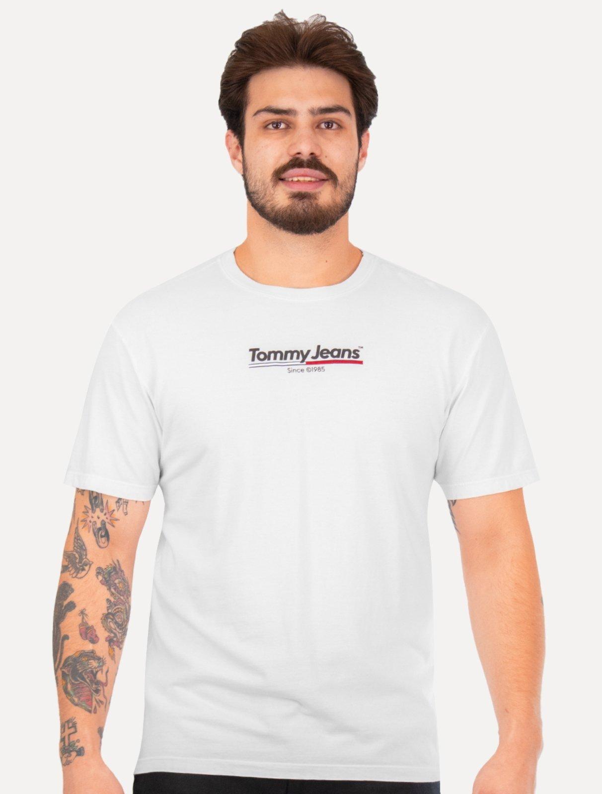 Camiseta Tommy Jeans Masculina Regular TJ RWB Flag Branca
