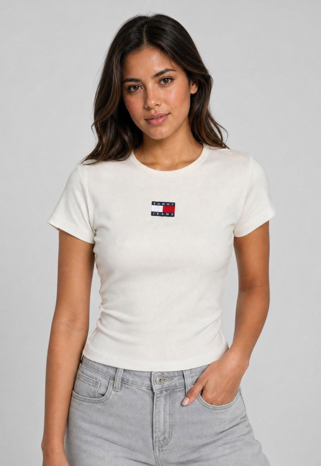 Camiseta Feminina Tommy Jeans Logo Branca