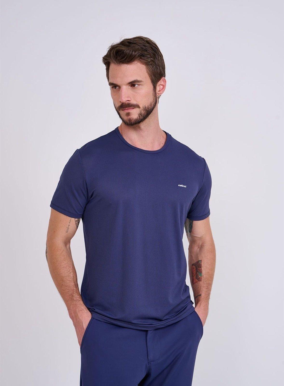 Camiseta tech Fit SunBlock Slim Colcci Azul Darkness