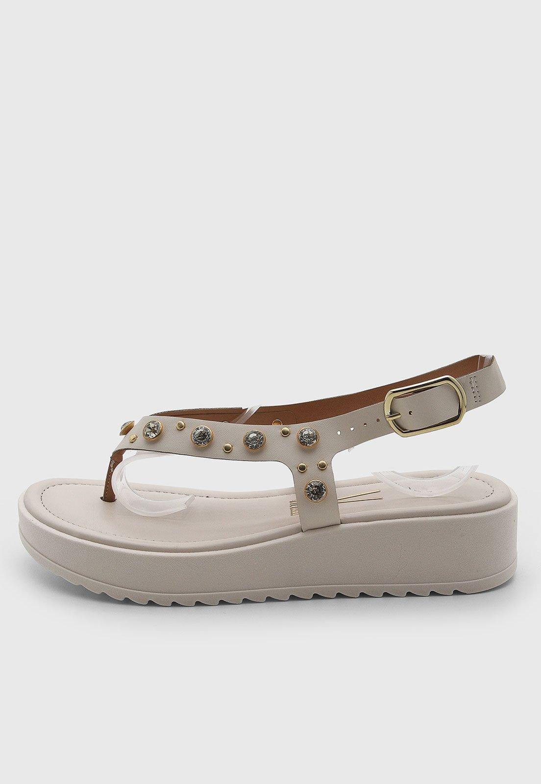 Sandália Feminina Vizzano Pedrarias Off-White