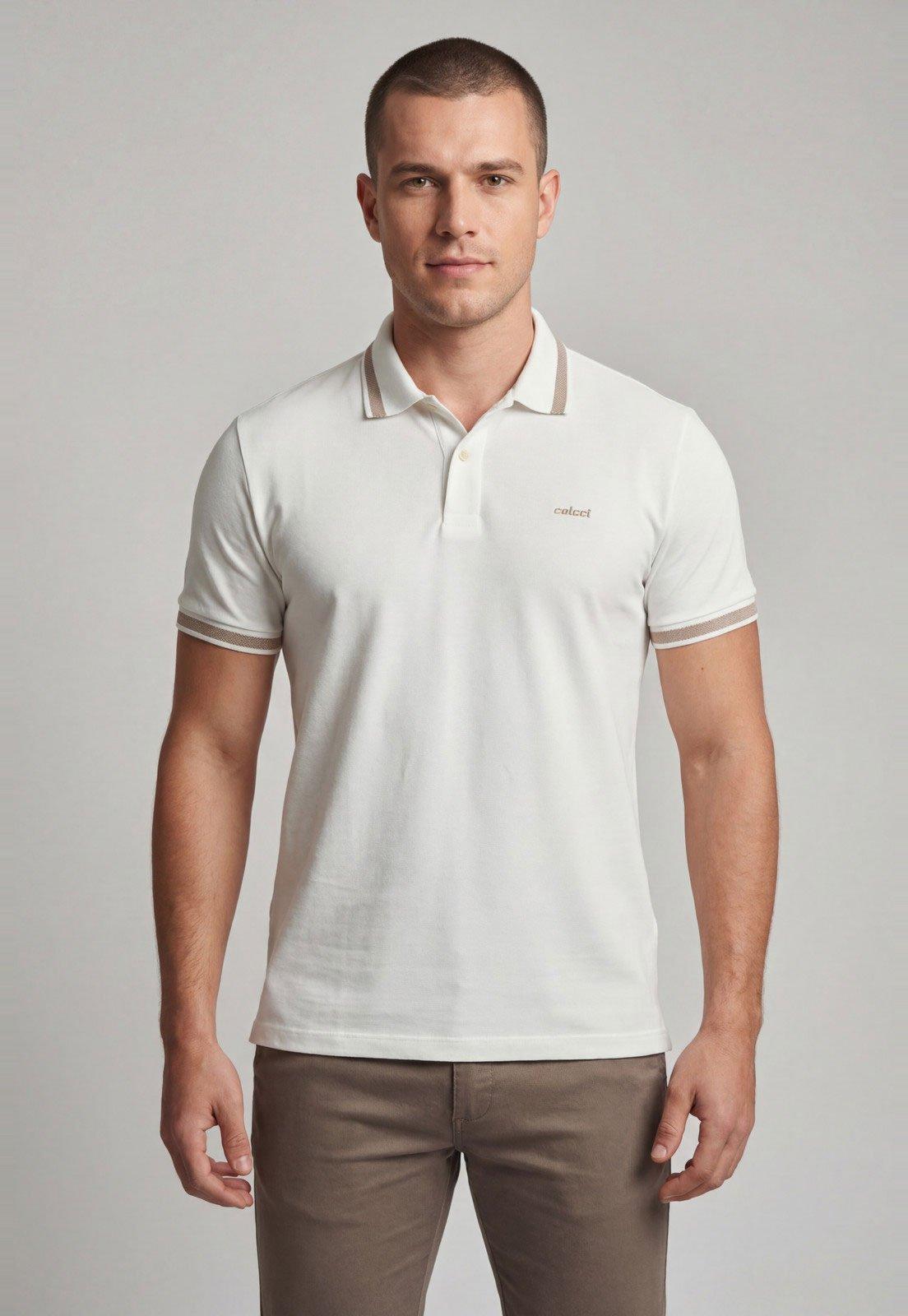 Camiseta Polo Masculina Colcci Gola Polo Branca