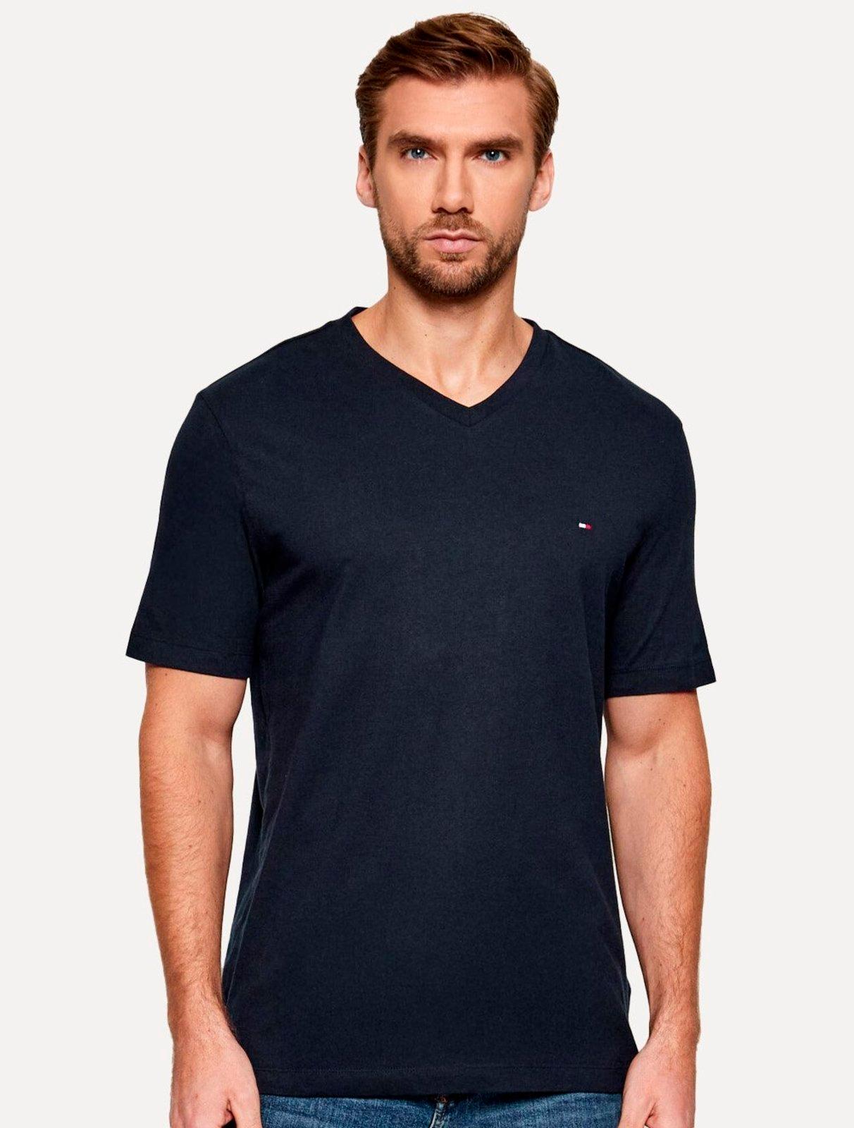 Camiseta Tommy Hilfiger Masculina Essential V-Neck Cotton Azul Marinho