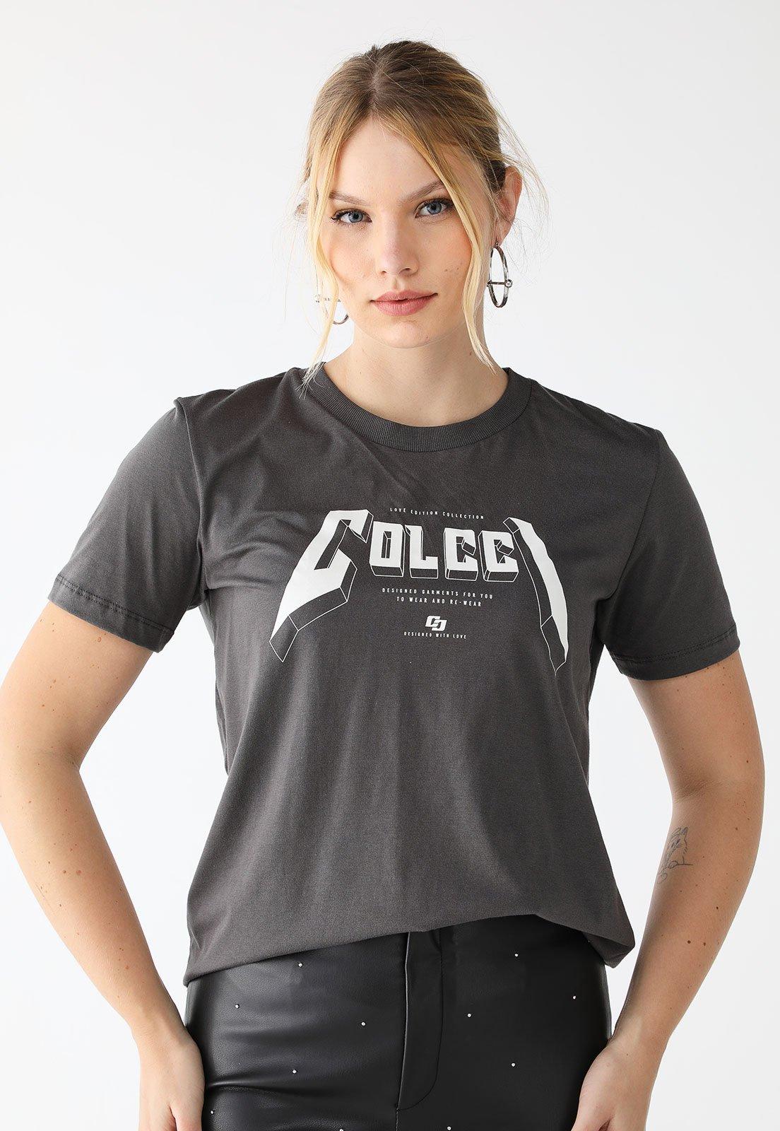 Camiseta Colcci Reta Logo Grafite