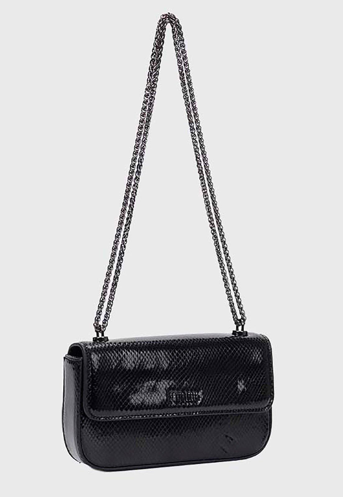 Bolsa Feminina Santa Lolla Cobra Corrente Preta