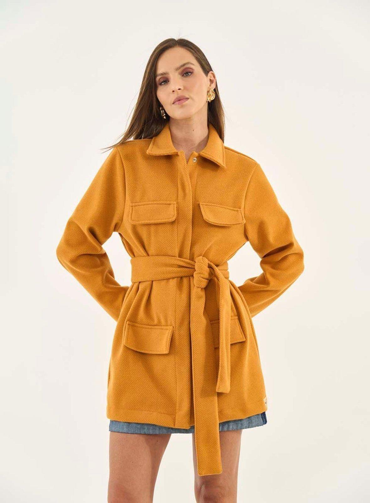 Casaco Comfort Alongado Com Bolsos Utilitários Colcci Laranja Grapefr