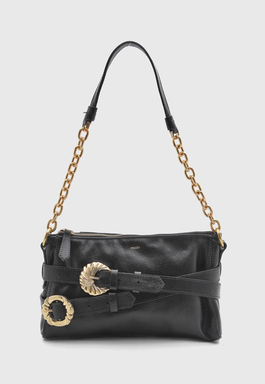 Bolsa Feminina Arezzo Média Couro Preta