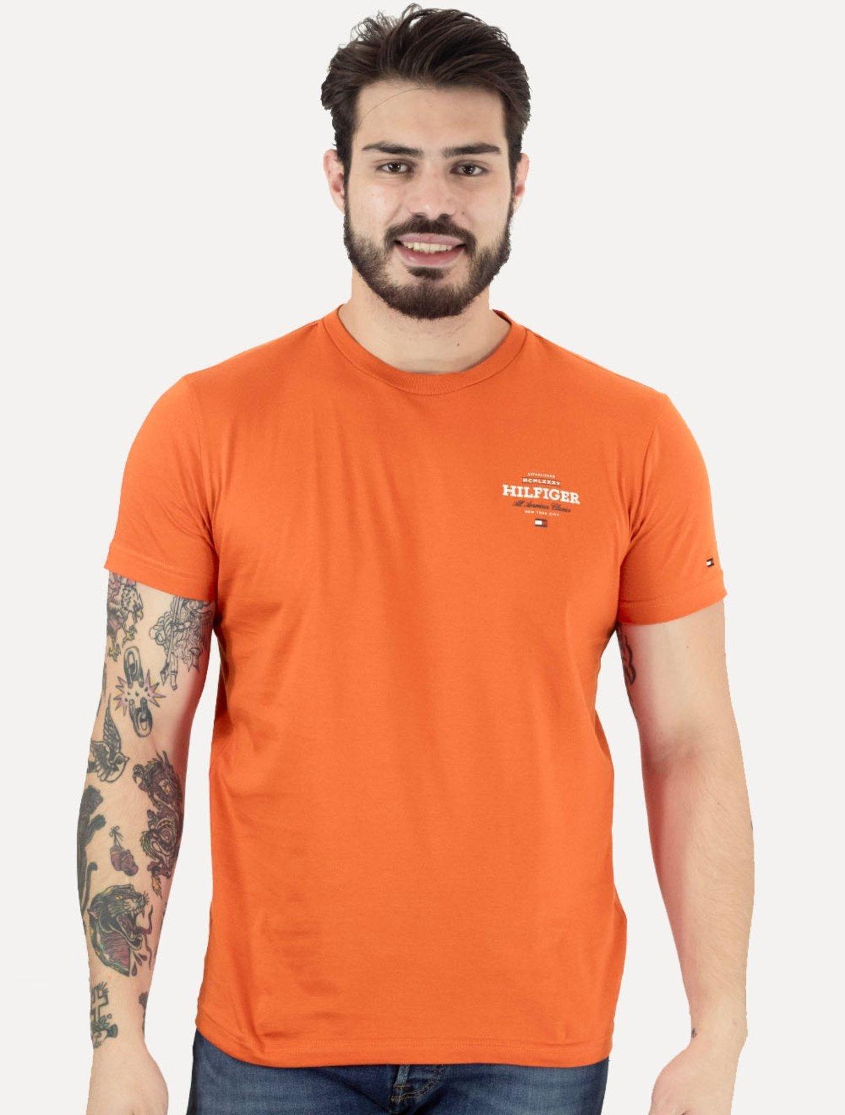 Camiseta Tommy Hilfiger Masculina Monotype All American Laranja