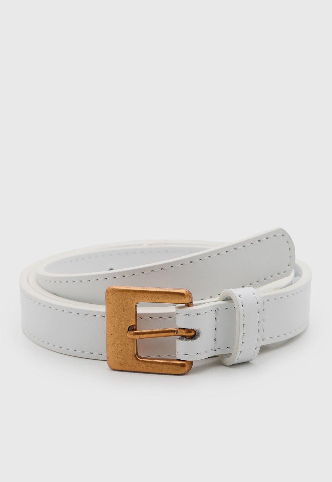 Cinto Feminino Santa Lolla Fivela Metalizada Branco