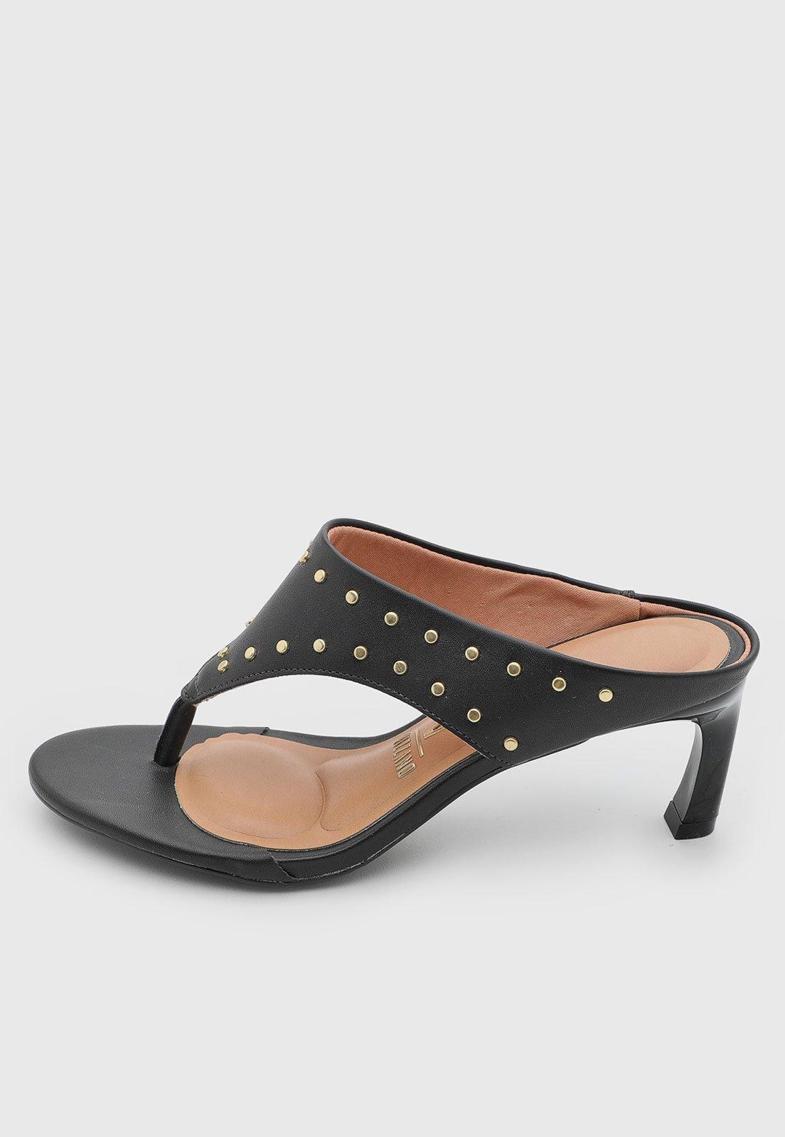 Sandália Feminina Vizzano Salto Alto Tachas Preta