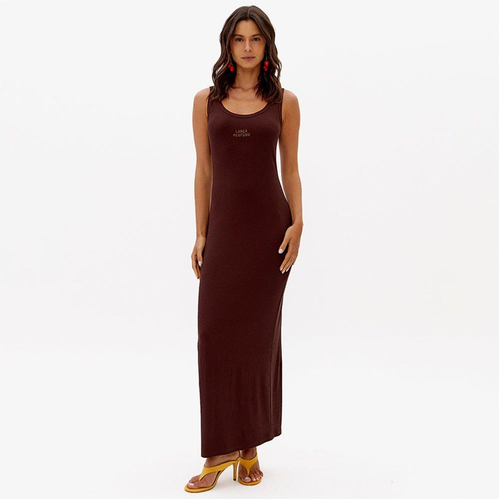 Vestido Super Midi Lança Perfume Canela Pr27 Marrom Feminino