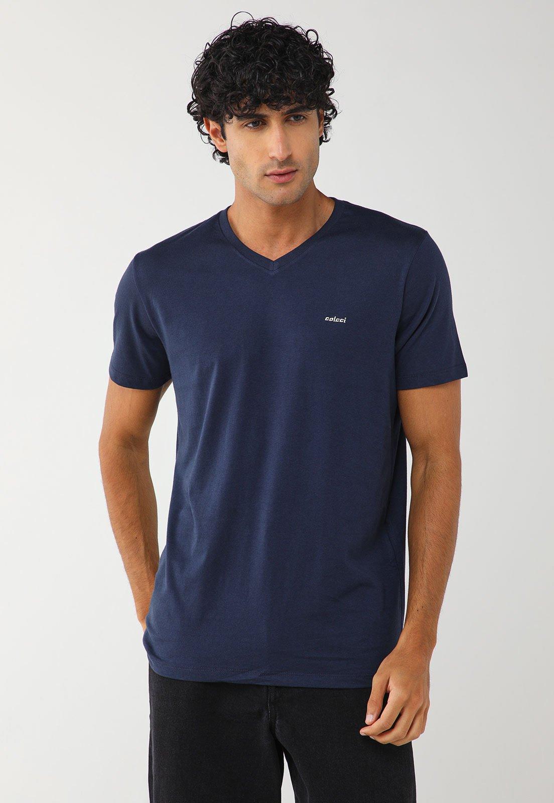 Camiseta Masculina Colcci Decote V Azul Marinho