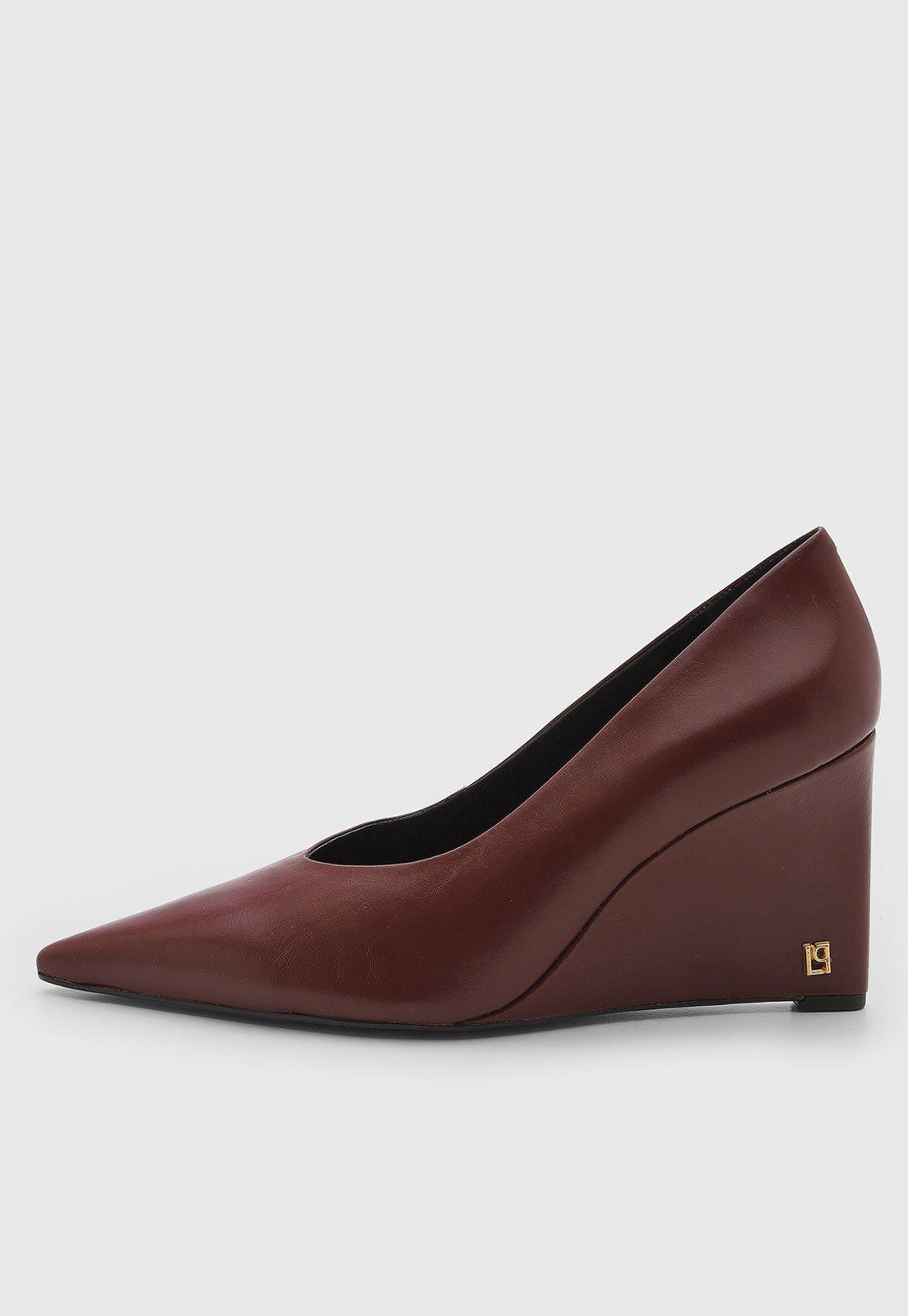 Scarpin Feminino Lança Perfume Couro Salto Anabela Vinho