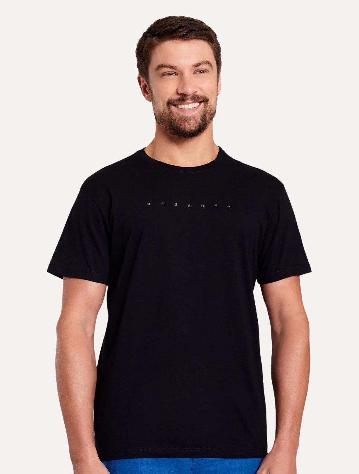 Camiseta Reserva Masculina Estampada Foil Preta