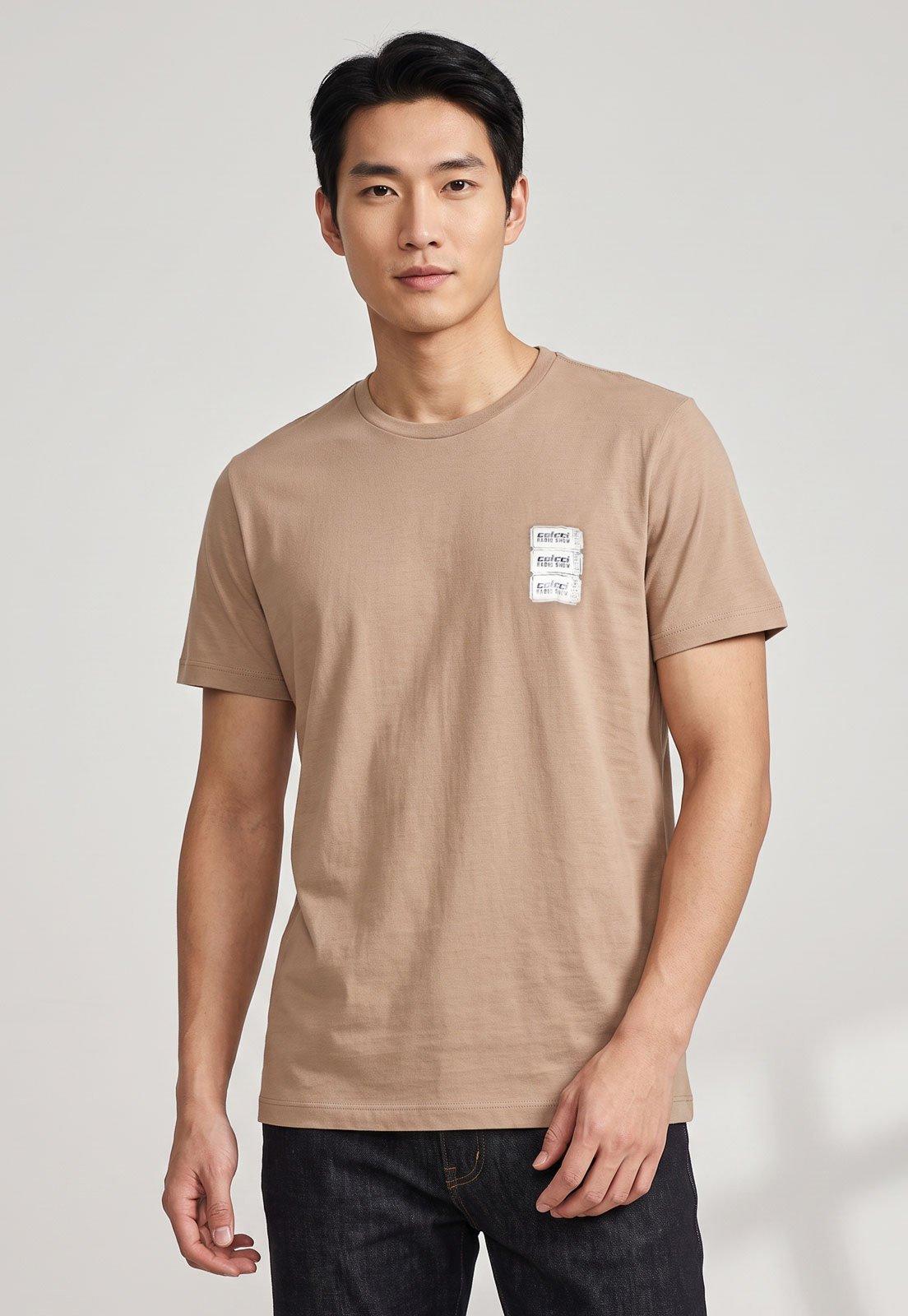 Camiseta Masculina Colcci Estampa Ingressos Bege
