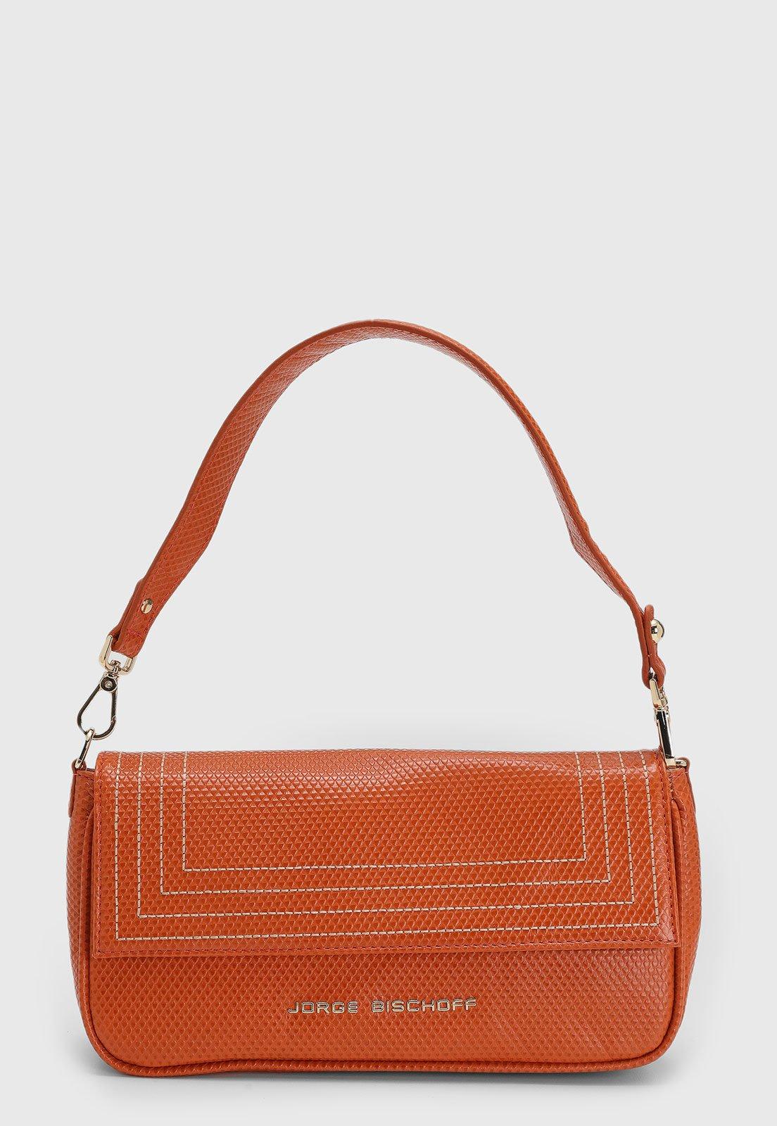 Bolsa Média Feminina Jorge Bischoff Texturizada Laranja