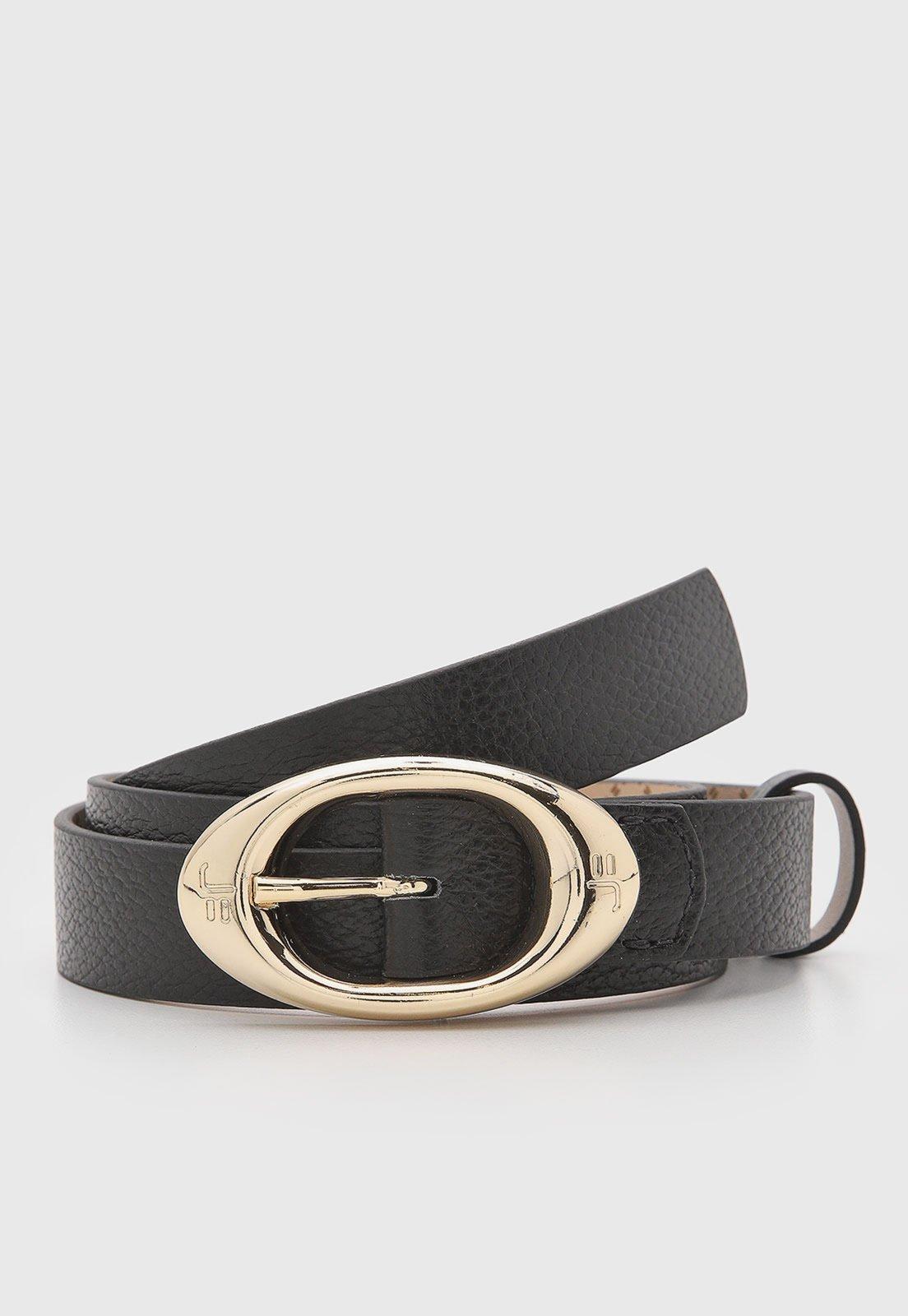 Cinto Feminino Jorge Bischoff Fivela Oval Couro Preto