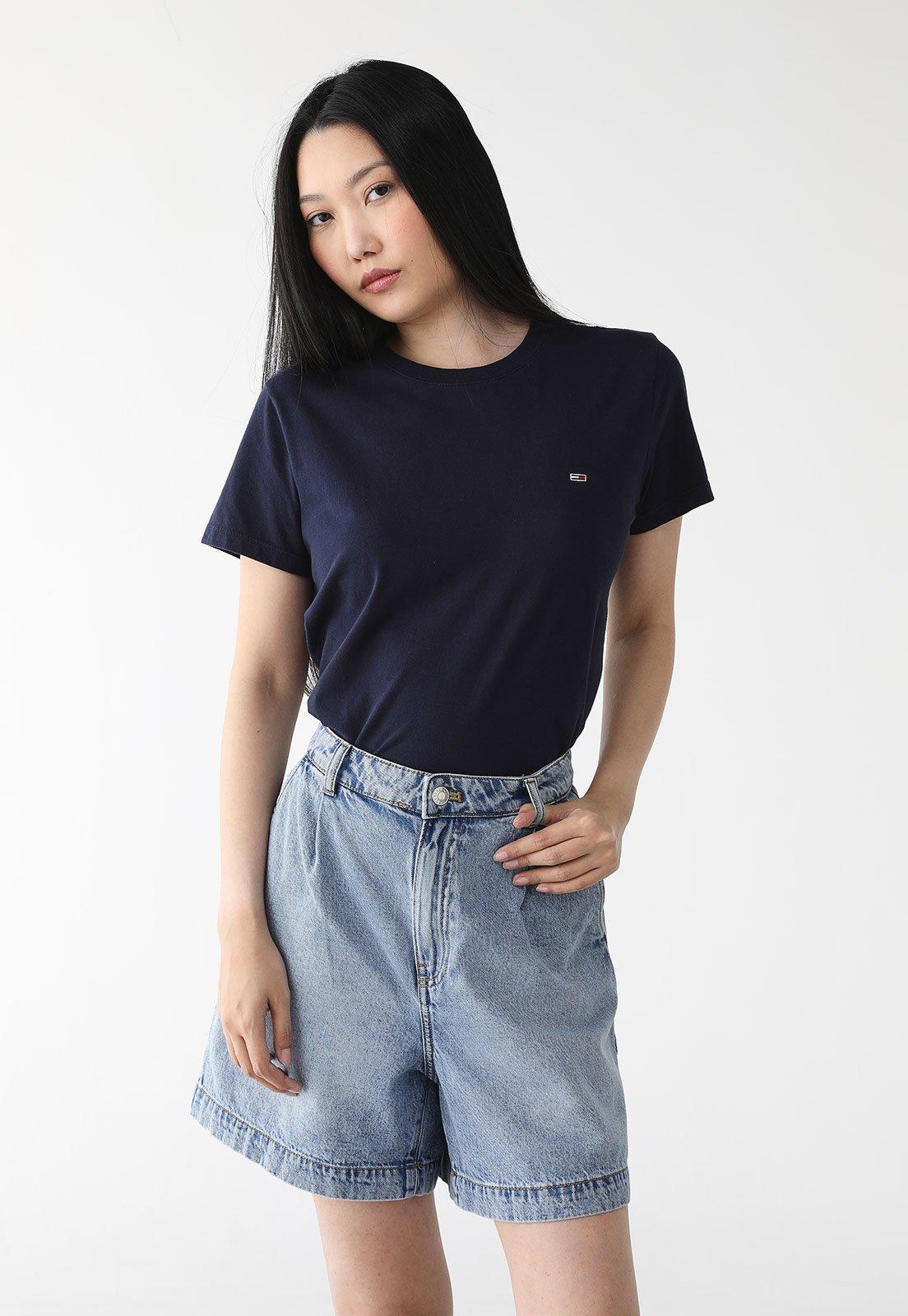 Camiseta Tommy Jeans Reta Logo Azul-Marinho