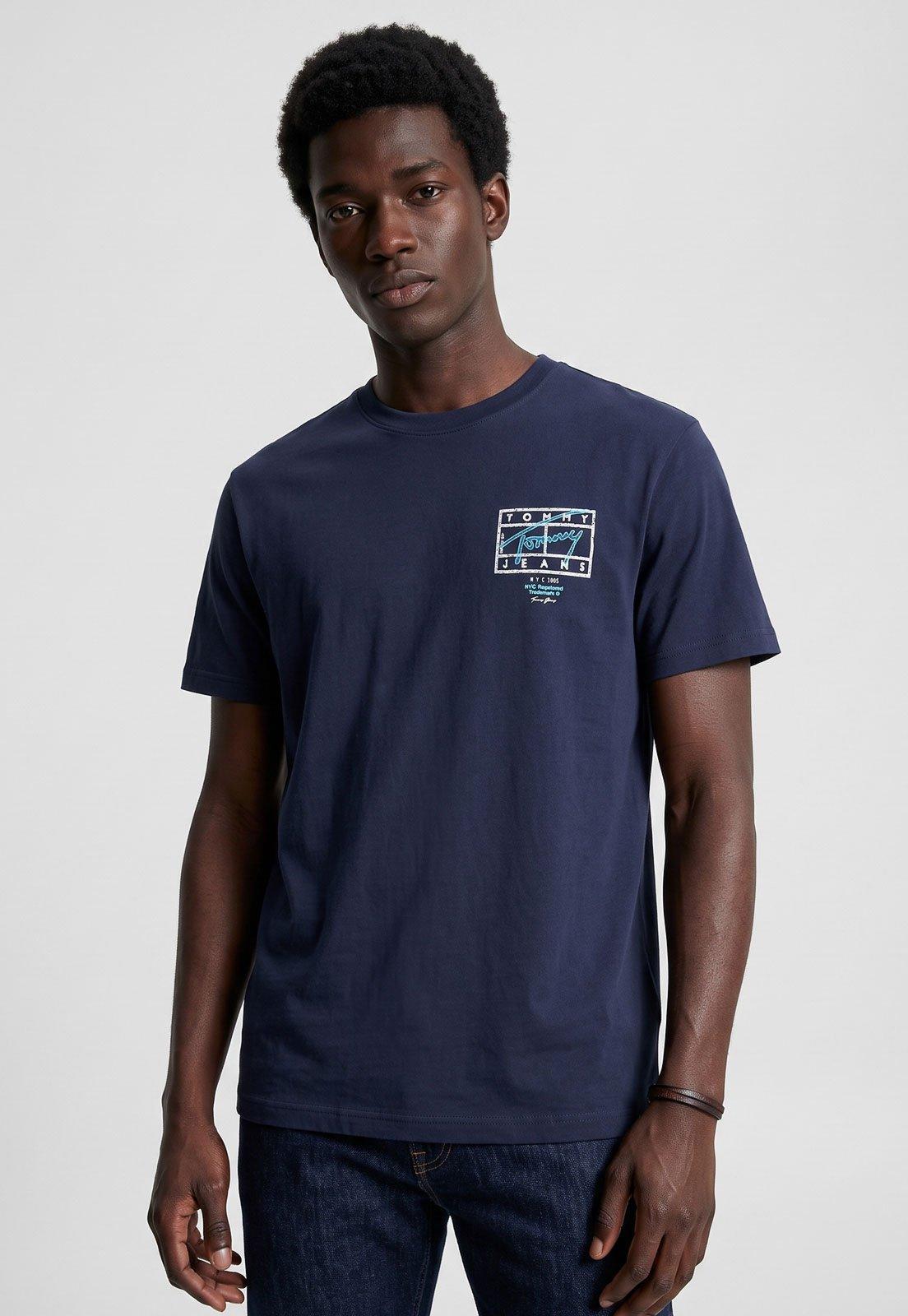 Camiseta Masculina Tommy Jeans Sign Spray Azul Marinho