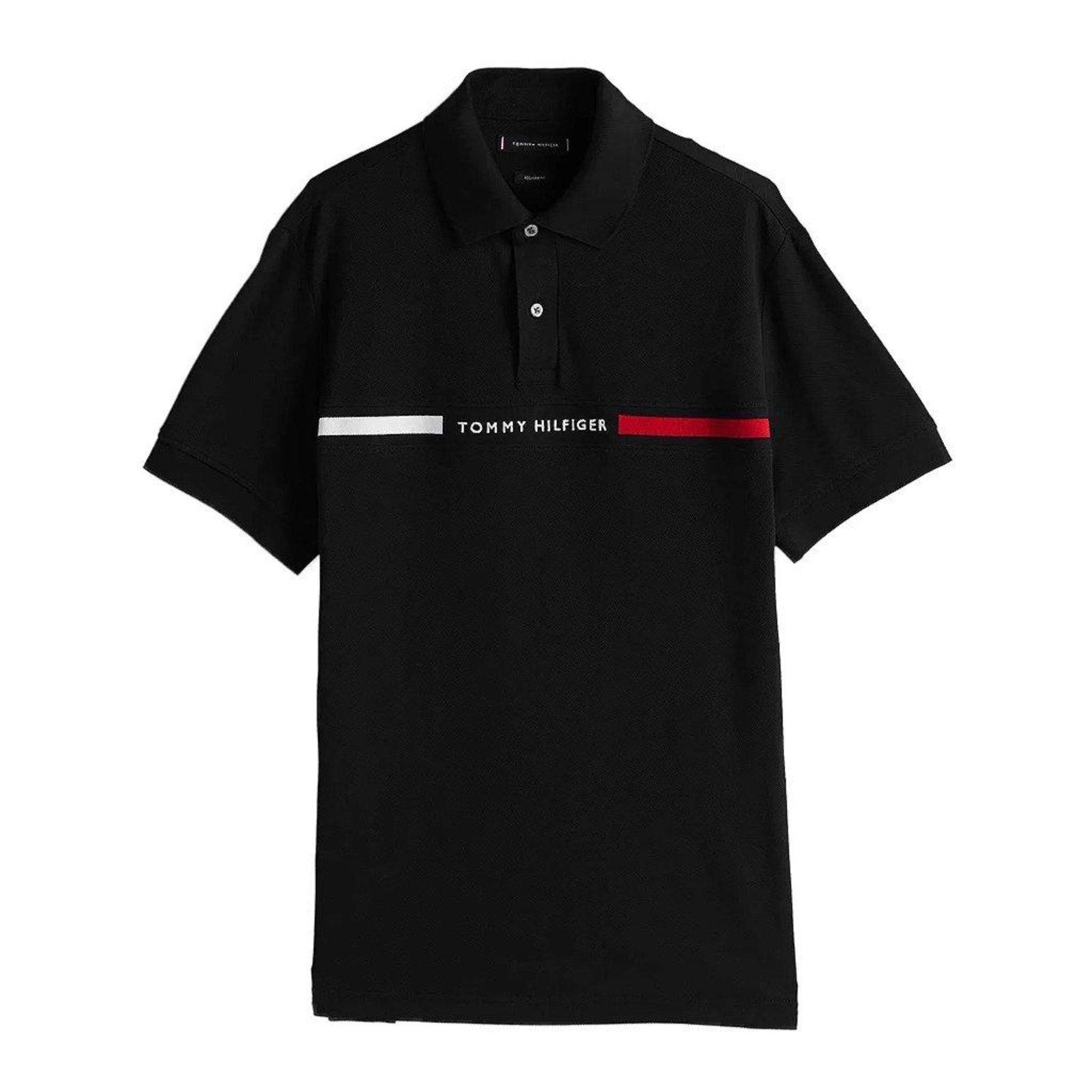 Camisa Polo Tommy Hilfiger Chest Insert Reg Masculino Preto