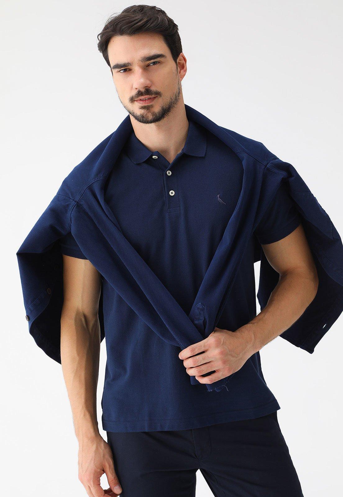 Camisa Polo Reserva Reta Logo Azul-Marinho