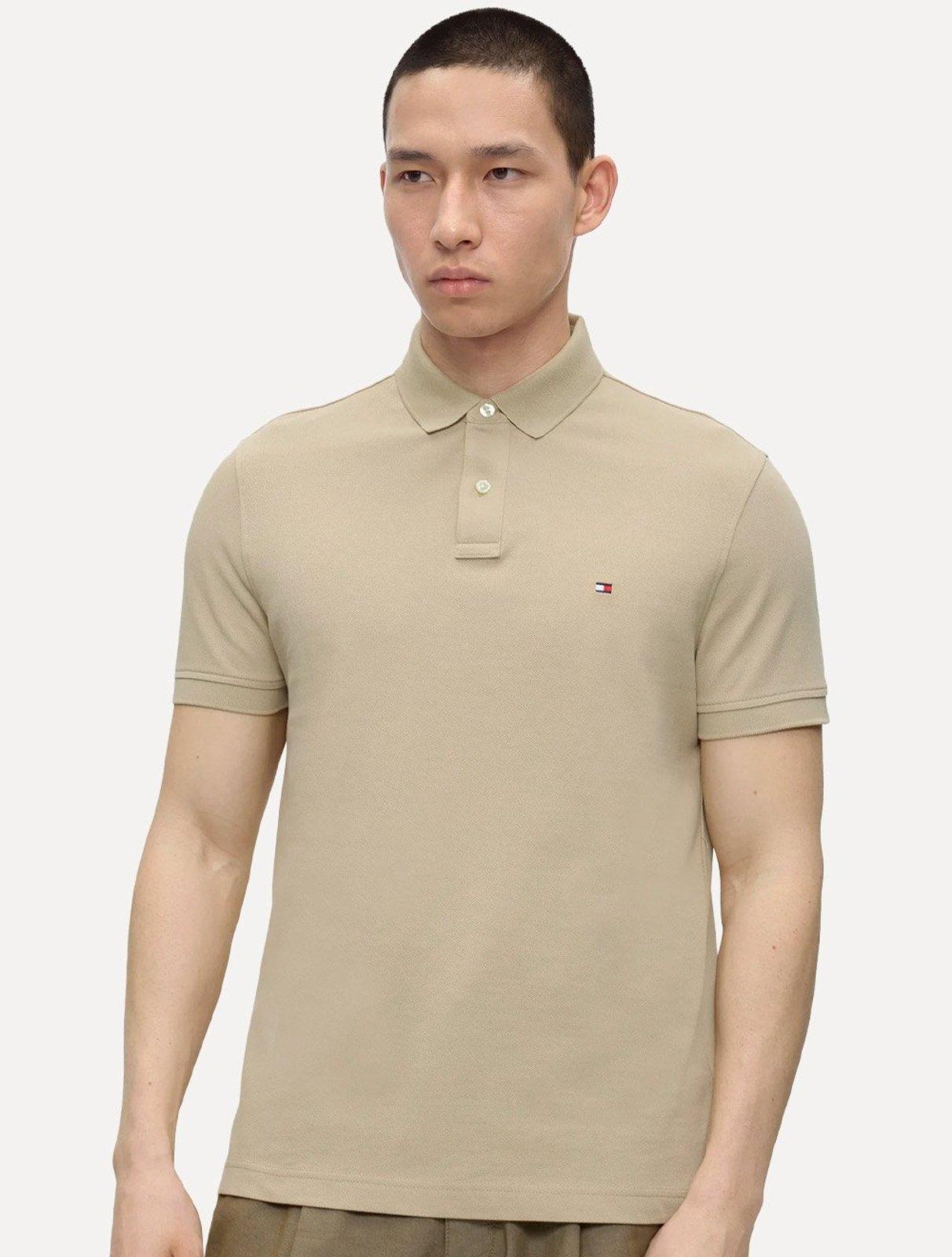 Polo Tommy Hilfiger Masculina Regular Piquet 1985 Cáqui Médio