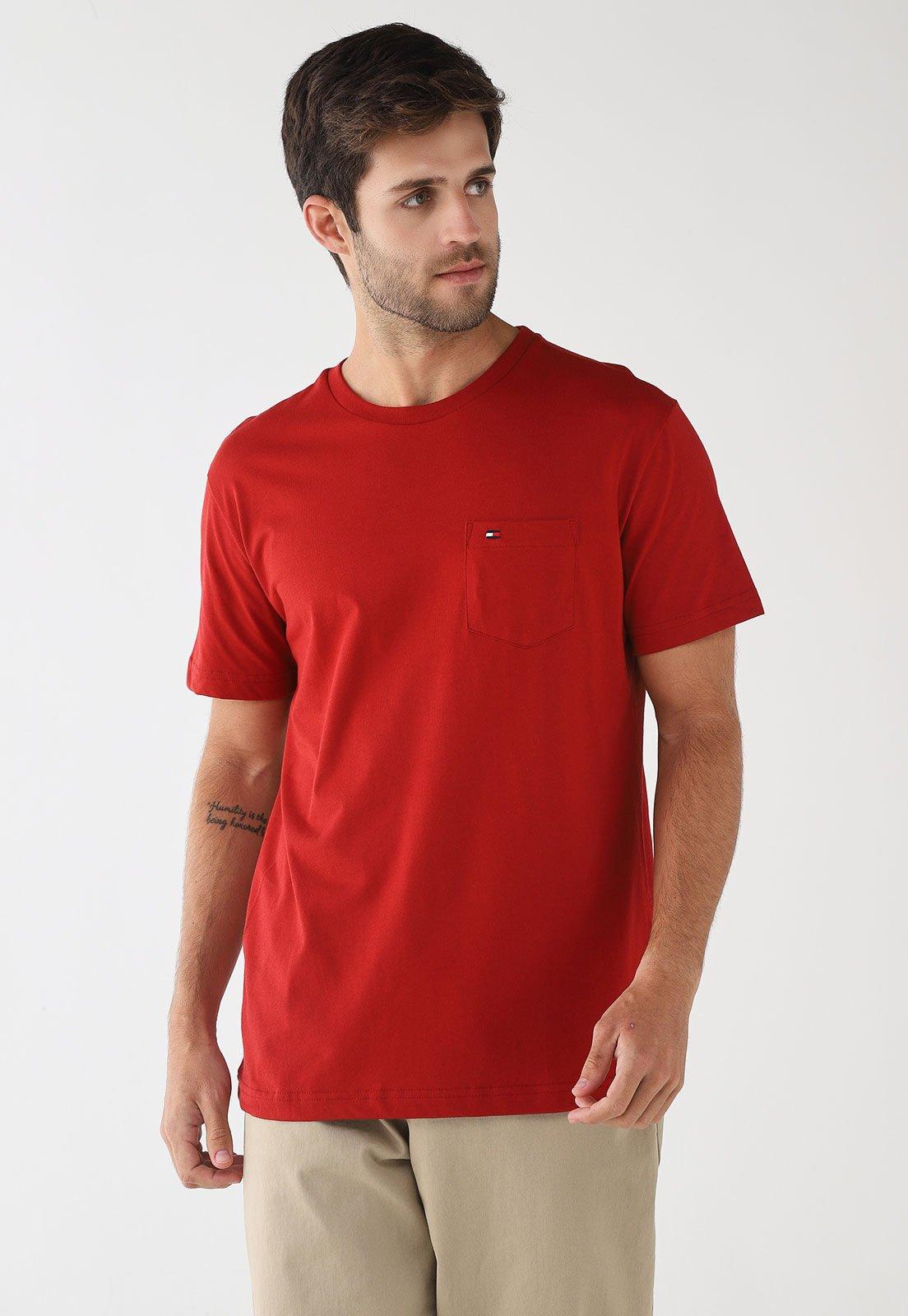 Camiseta Masculina Tommy Hilfiger Essential POC Vermelha