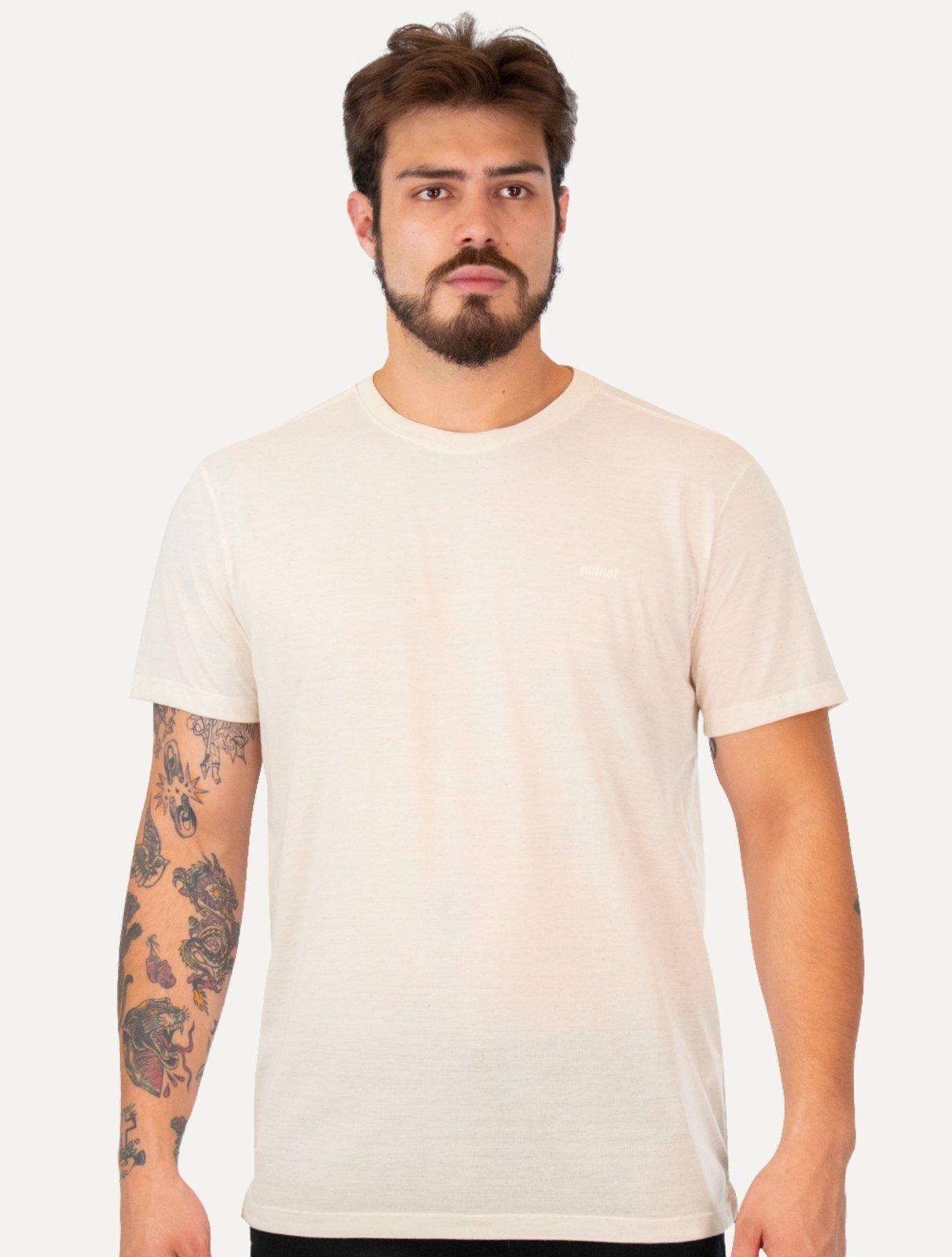 Camiseta Colcci Masculina Regular Linho Logo Off-White Mescla
