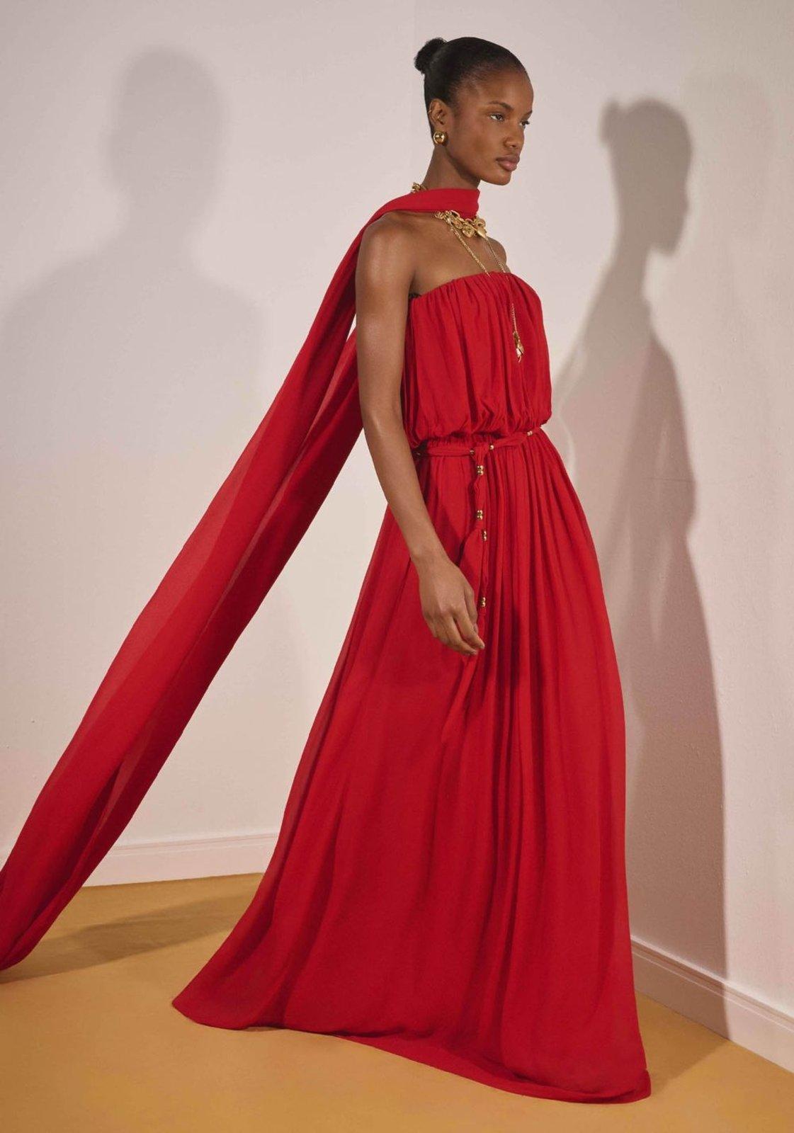 Vestido Longo Sem Alças Chiffon Lança Perfume