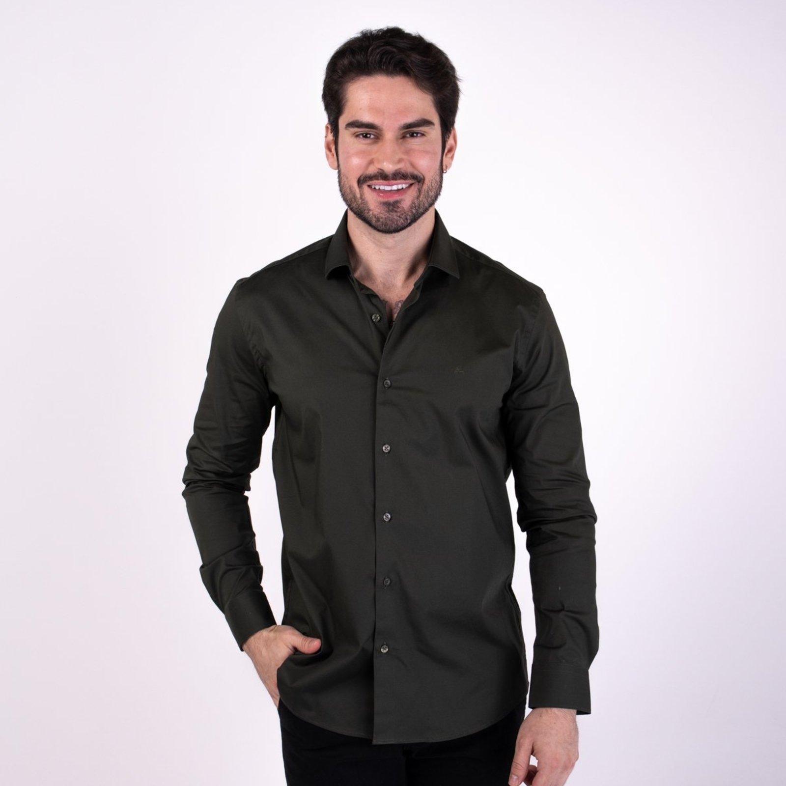 Camisa Aramis Tricoline Stretch Verde Escuro