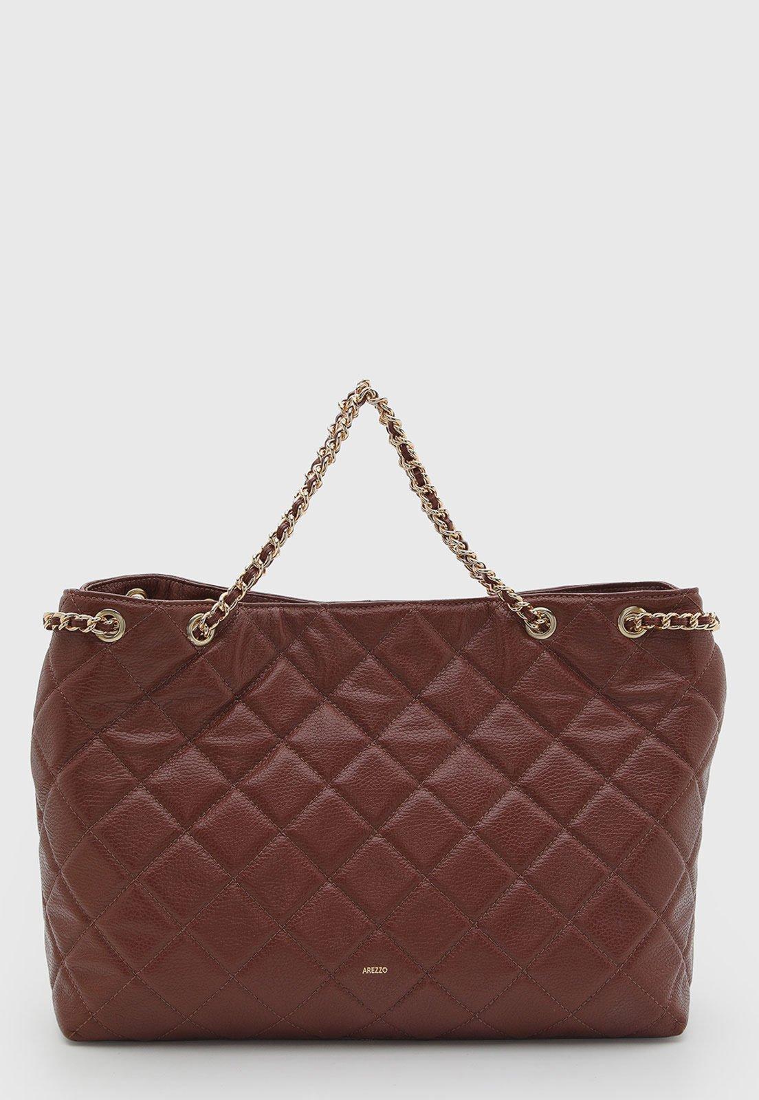 Bolsa Feminina Arezzo Couro Matelassê Marrom