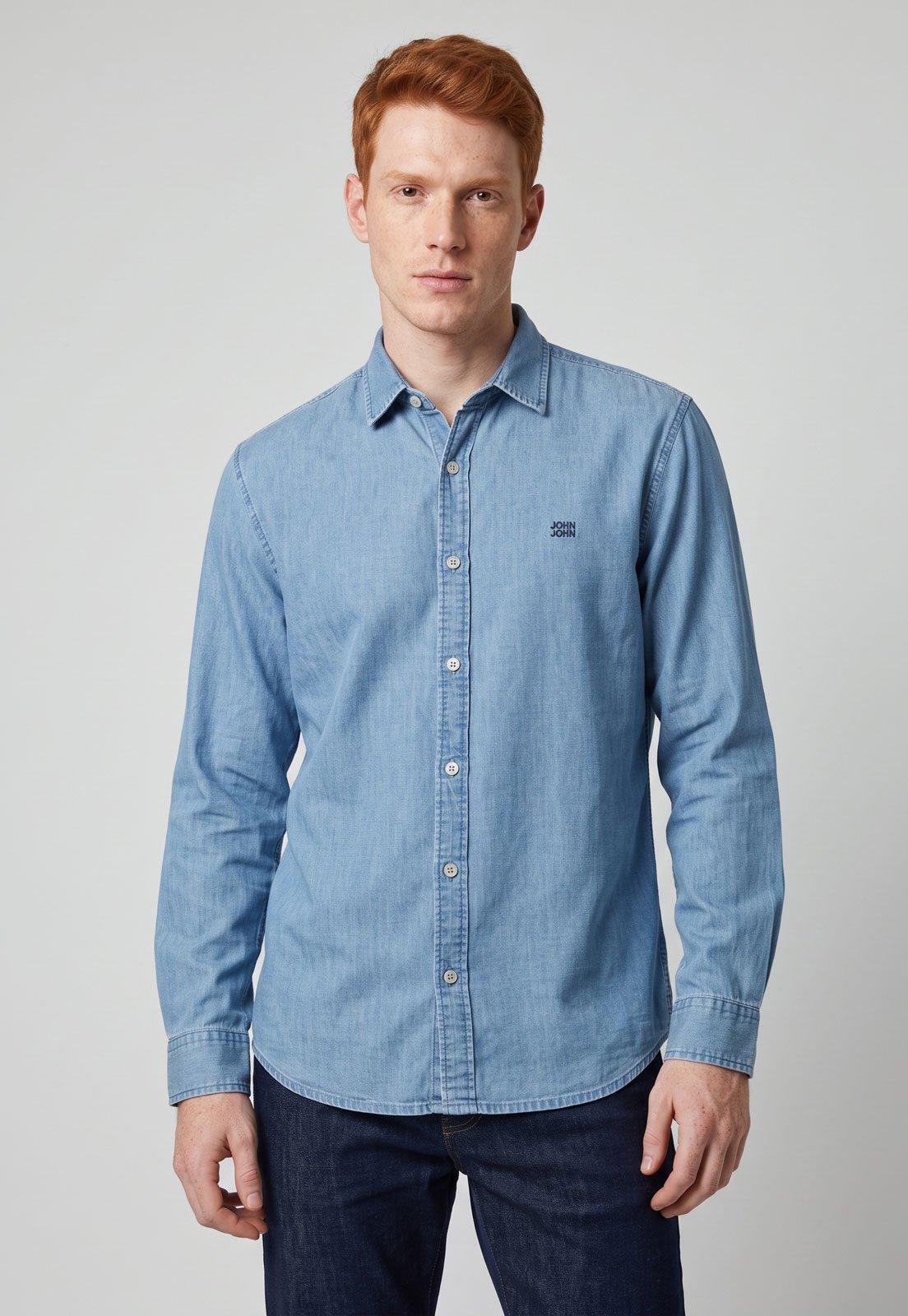 Camisa Masculina John John Linho Azul