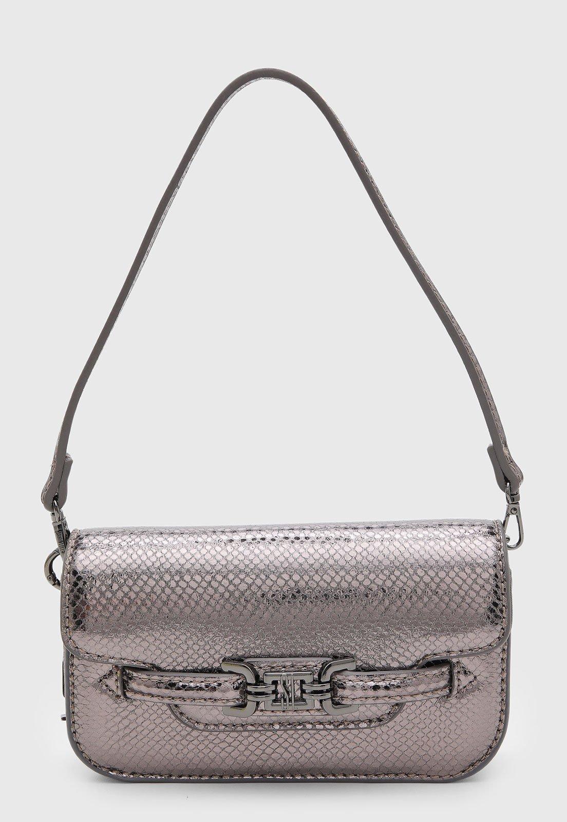Bolsa Santa Lolla Retangular Metalizada Prata