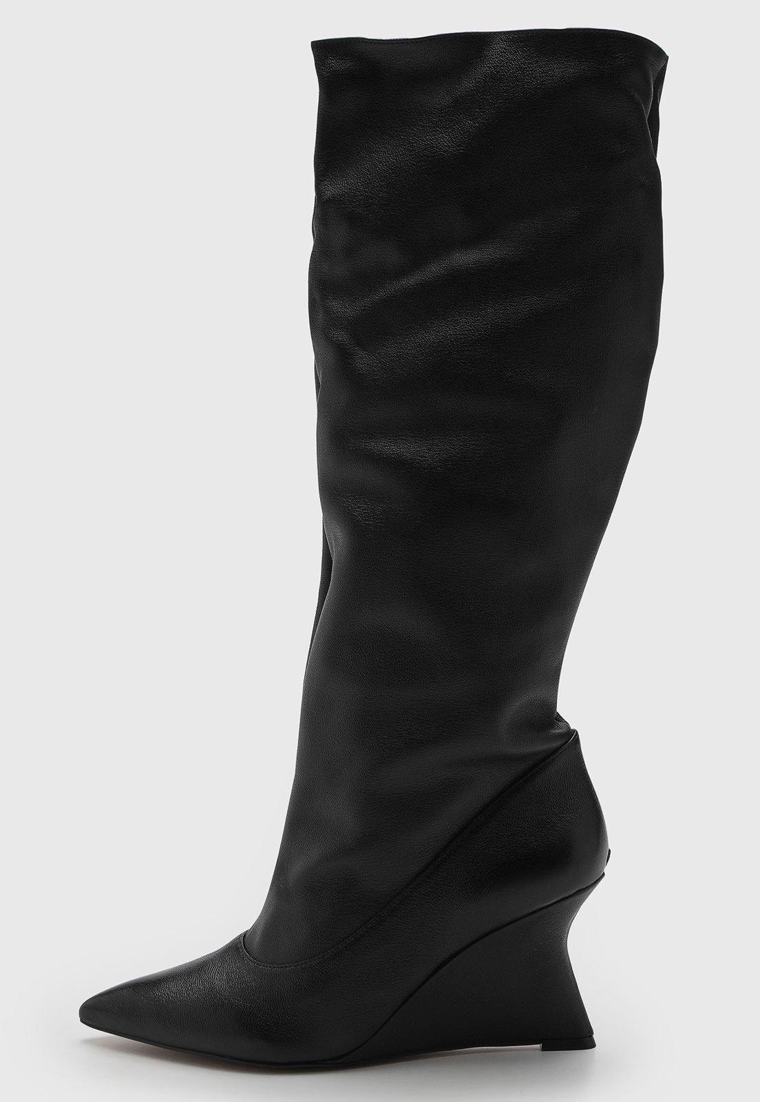 Bota Feminina Capodarte Cano Alto Couro Preta