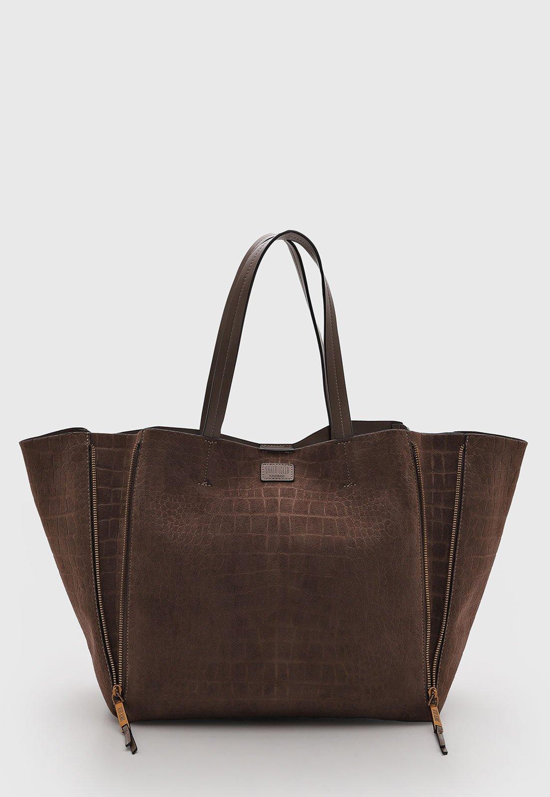 Bolsa Feminina Santa Lolla Textura Croco Marrom