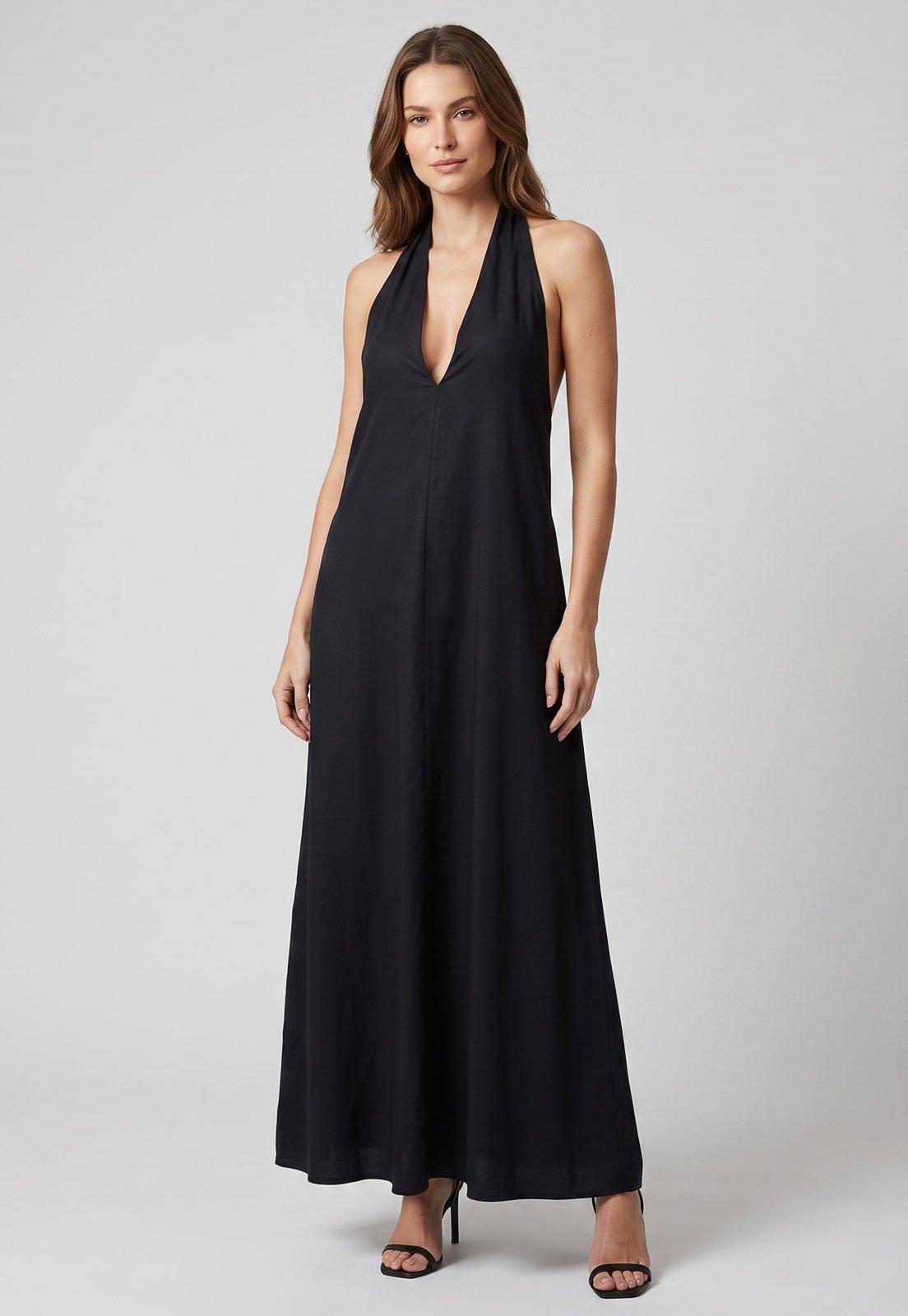 Vestido Feminino Colcci Longo Frente Única Preto