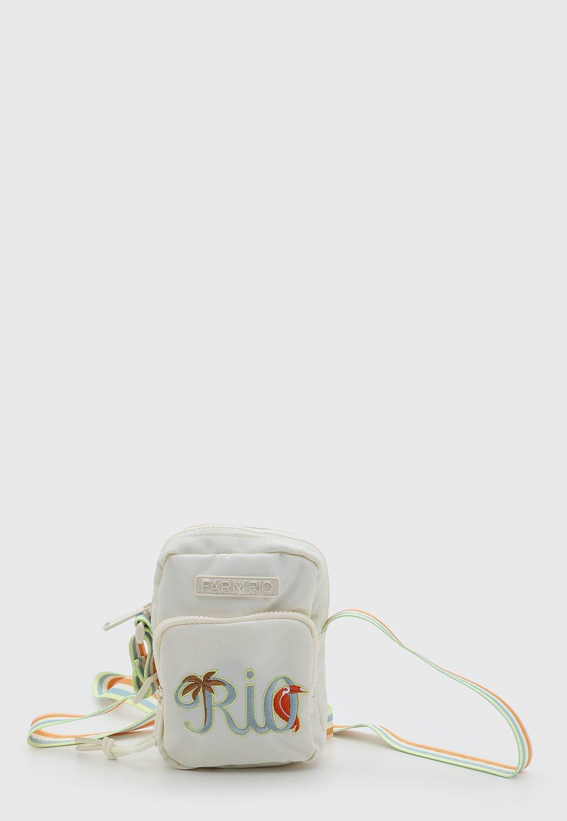 Bolsa Feminina FARM Bordado Rio Alça Colorida Branca