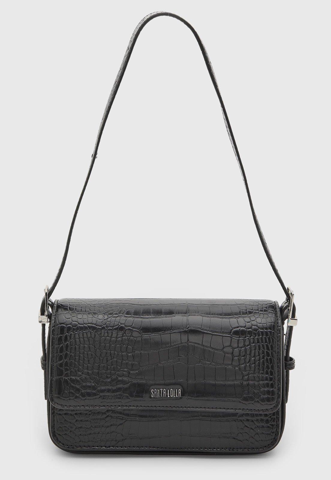 Bolsa Feminina Santa Lolla Textura Croco Preta