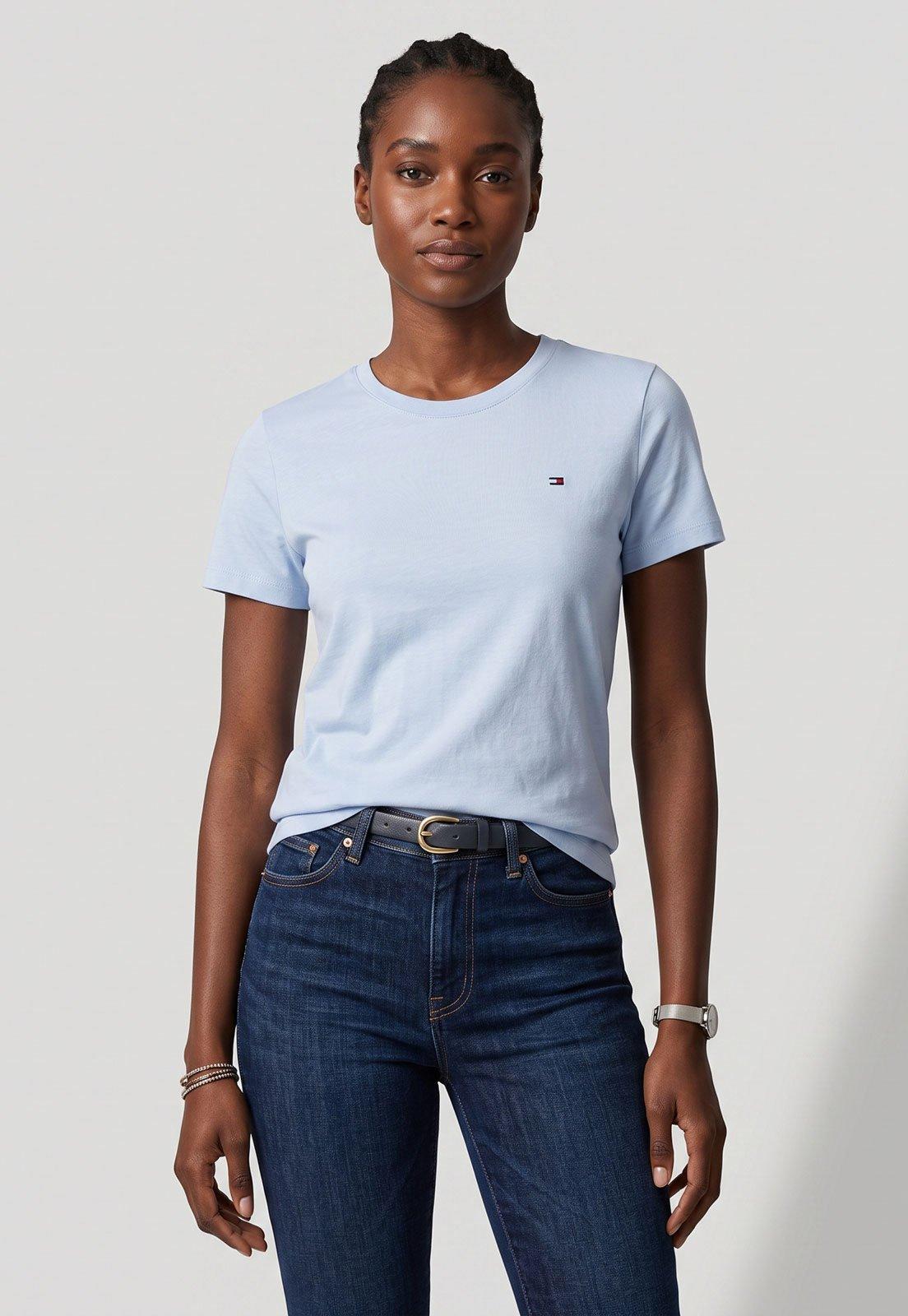 Camiseta Feminina Tommy Hilfiger Azul Claro