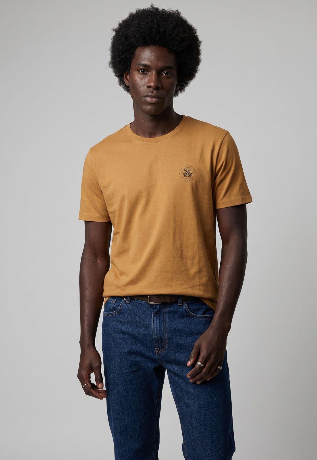 Camiseta Masculina John John Estampada Amarela