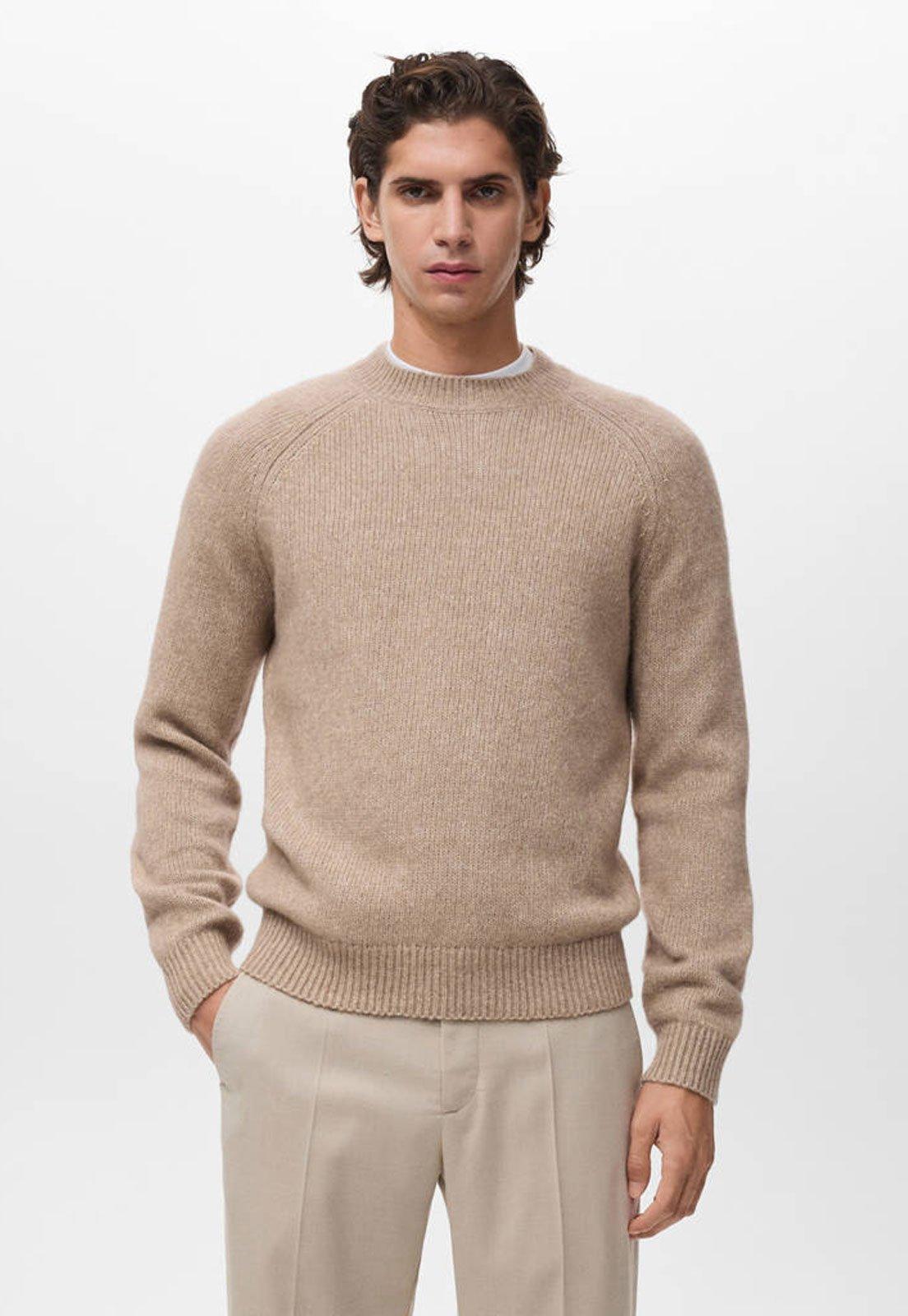 Suéter Masculino Mango Gola Redonda Bege