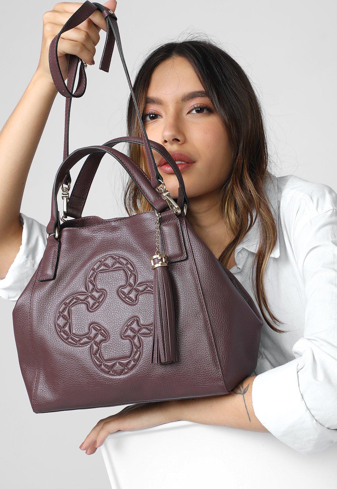 Bolsa Capodarte Logo Pespontado Bordô