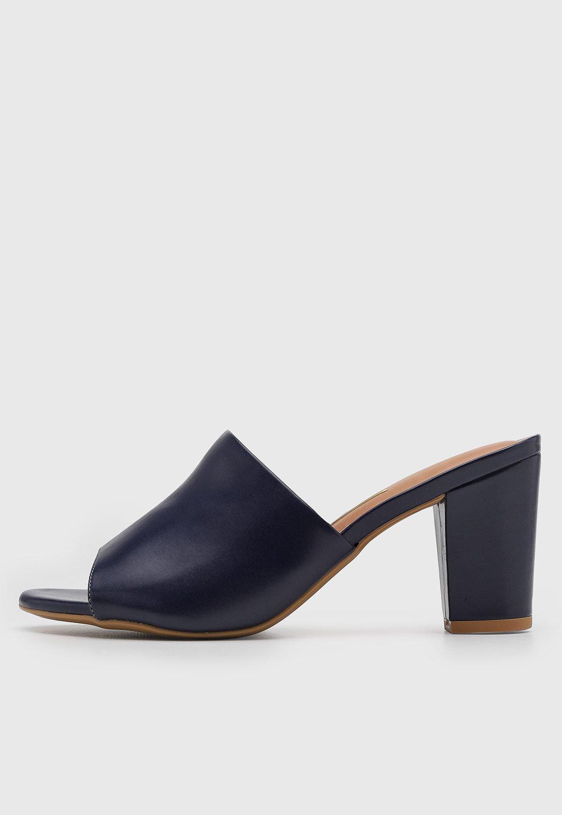 Sandália Feminina Vizzano Salto Bloco Azul Marinho