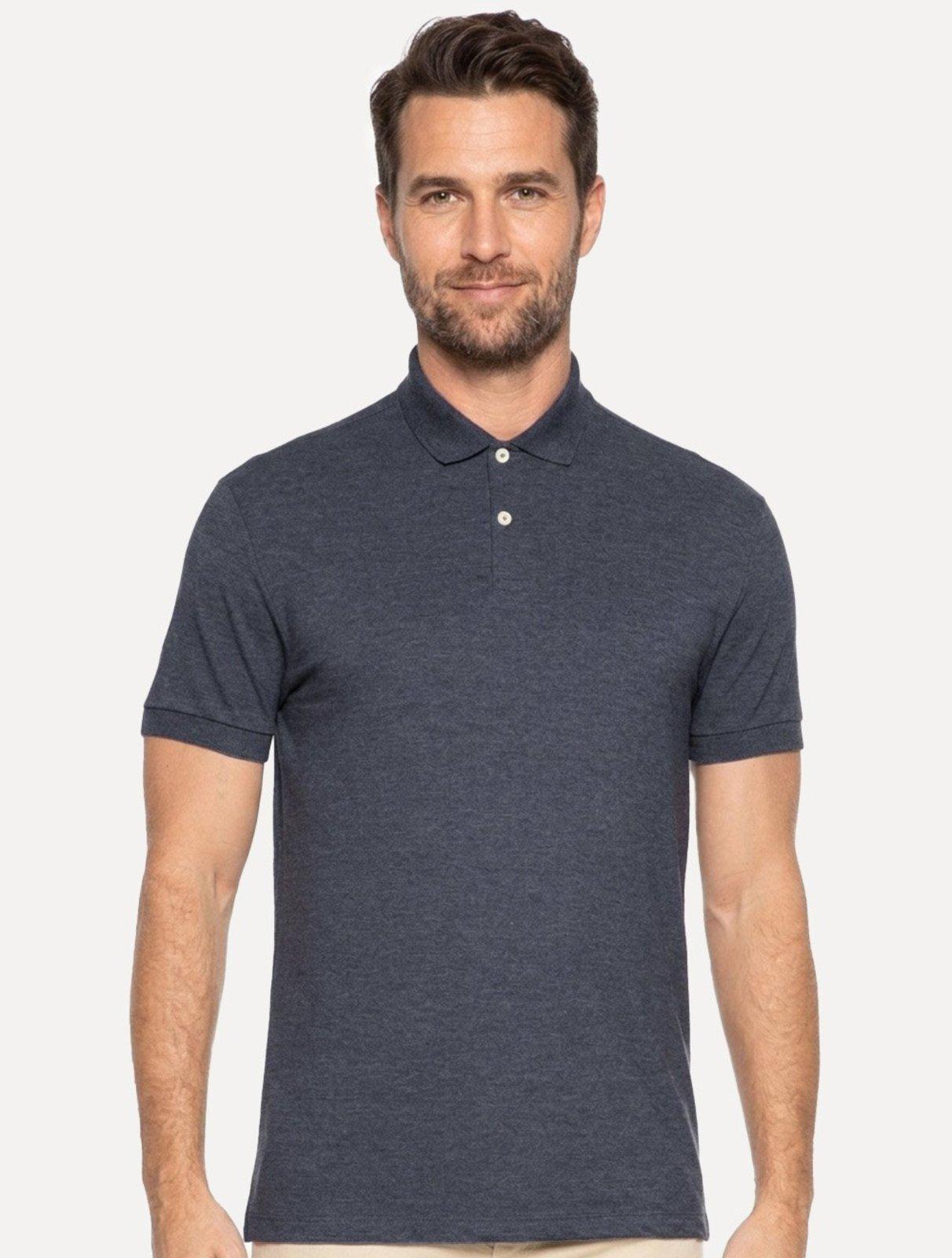 Polo Aramis Masculina Basic Piquet Mono Azul Marinho Mescla
