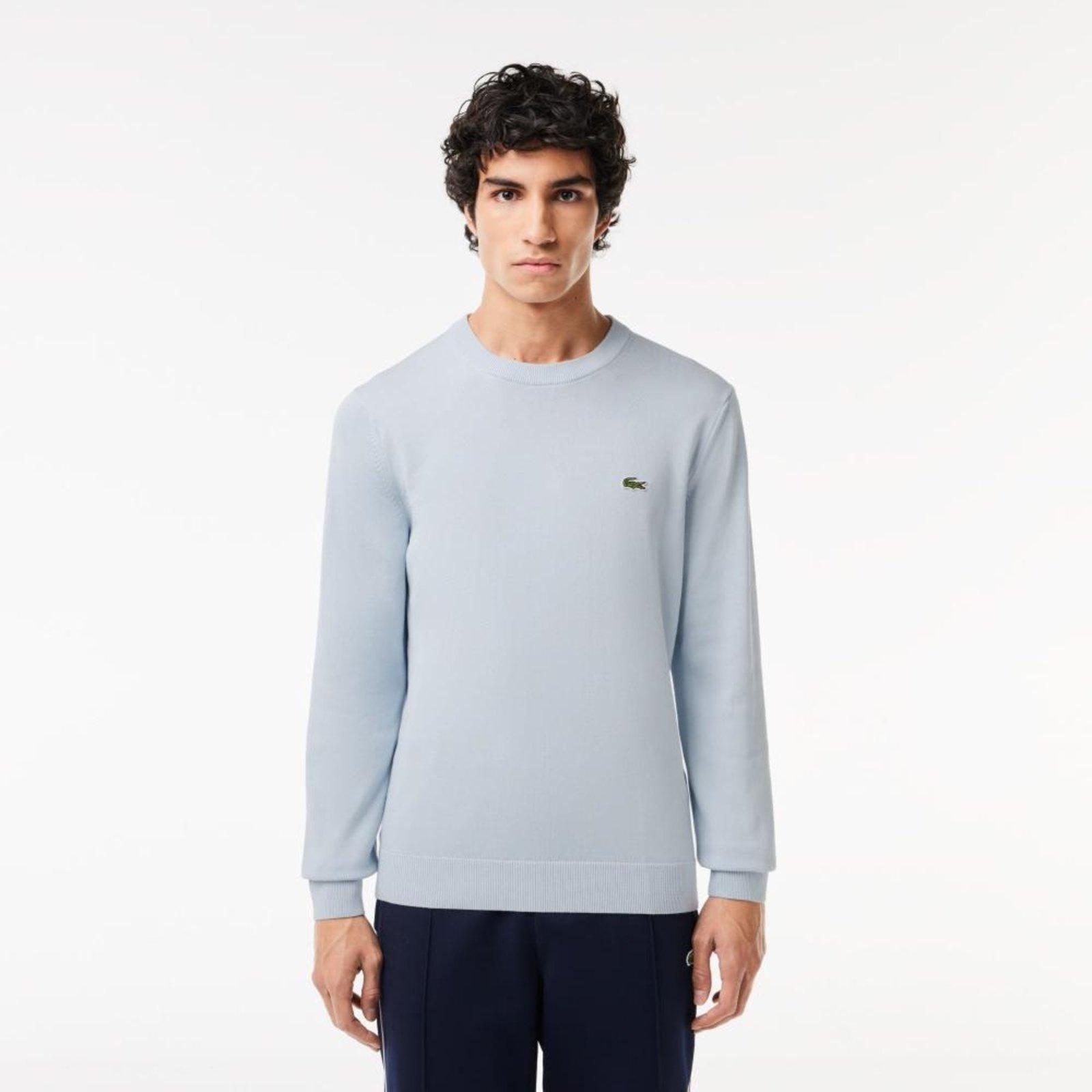 Suéter Lacoste masculino Gola Redonda de Algodão Orgânico Azul